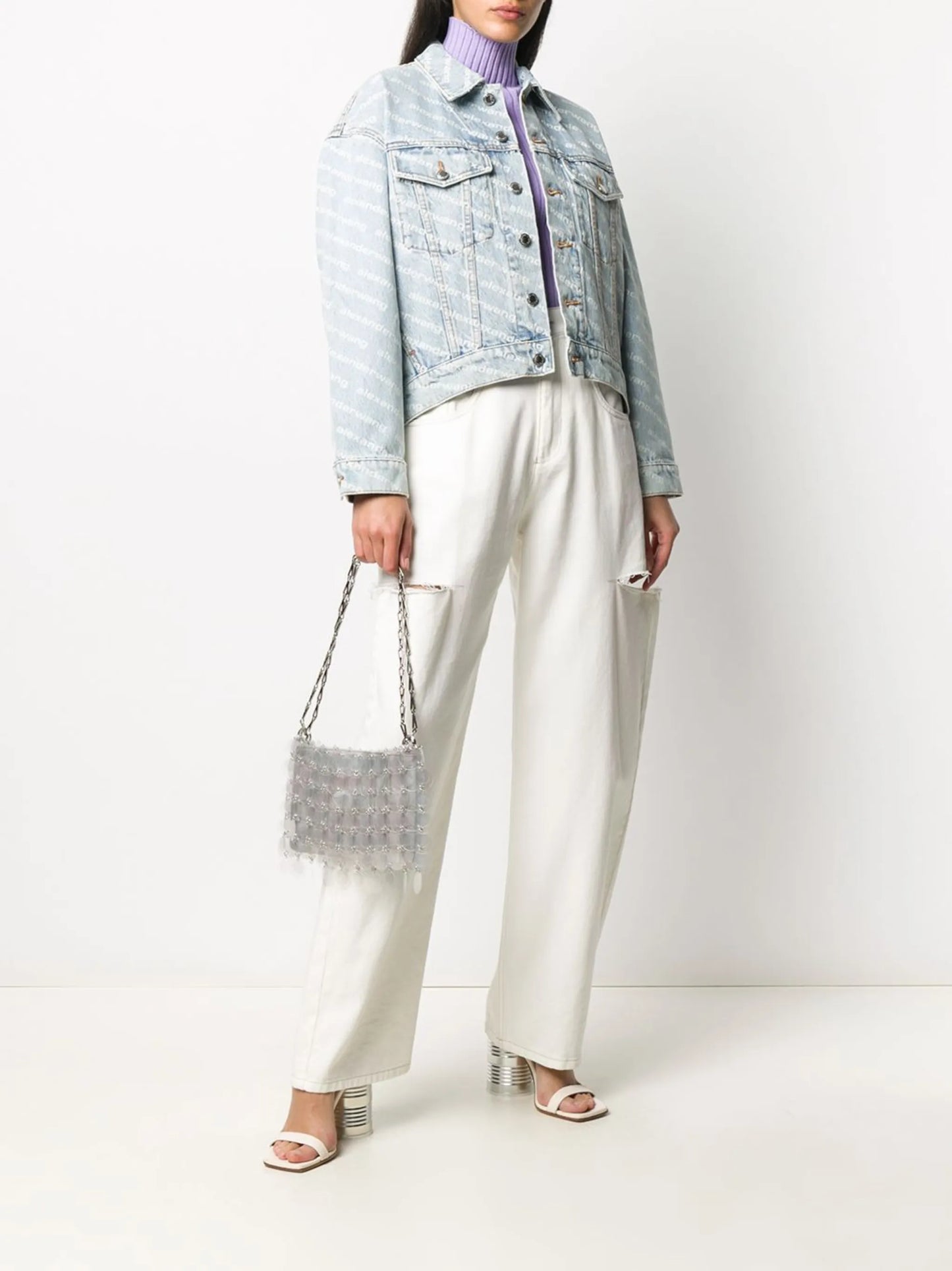 Falling Back logo-print denim jacket
