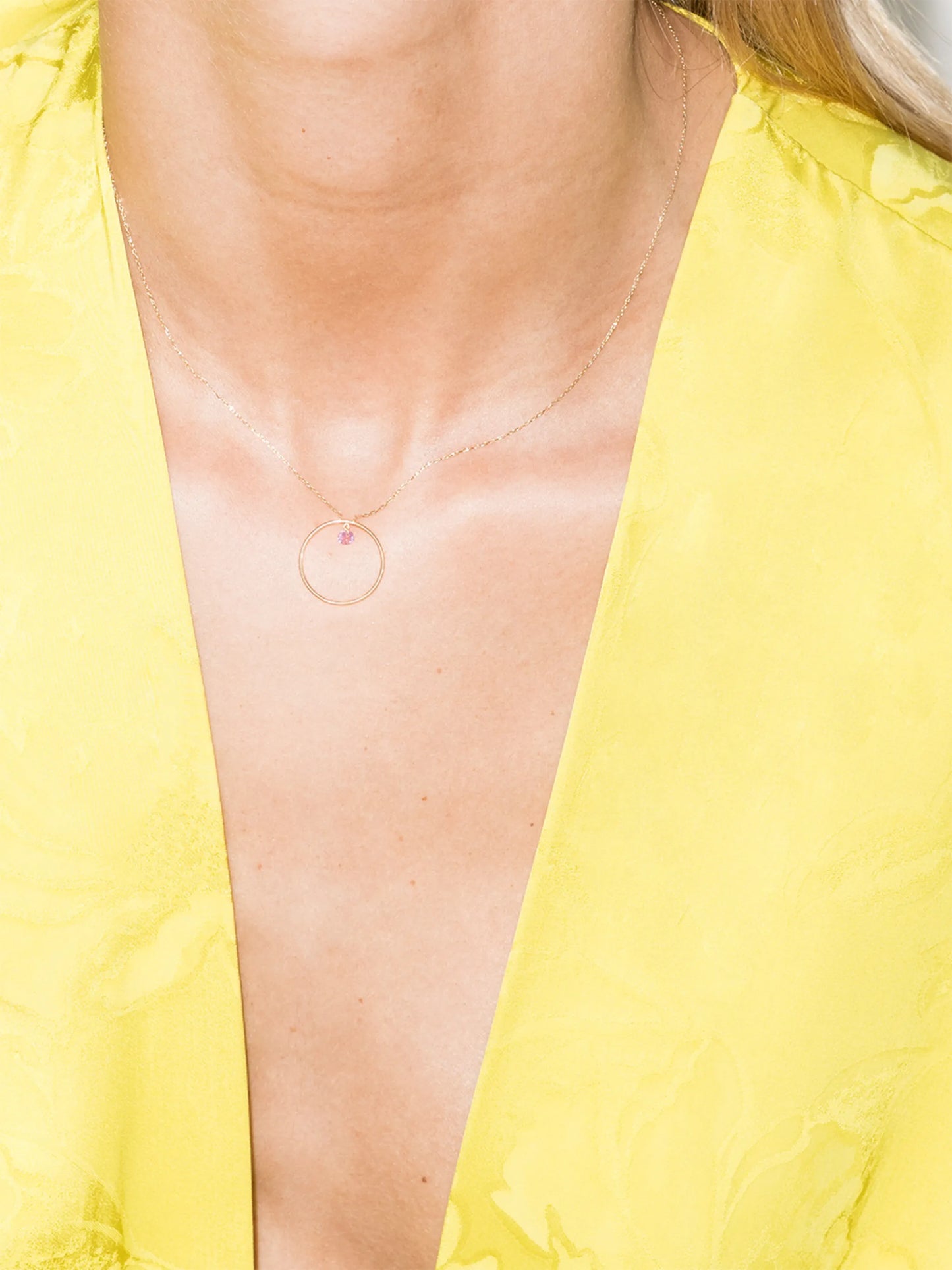 18kt yellow gold pink sapphire necklace