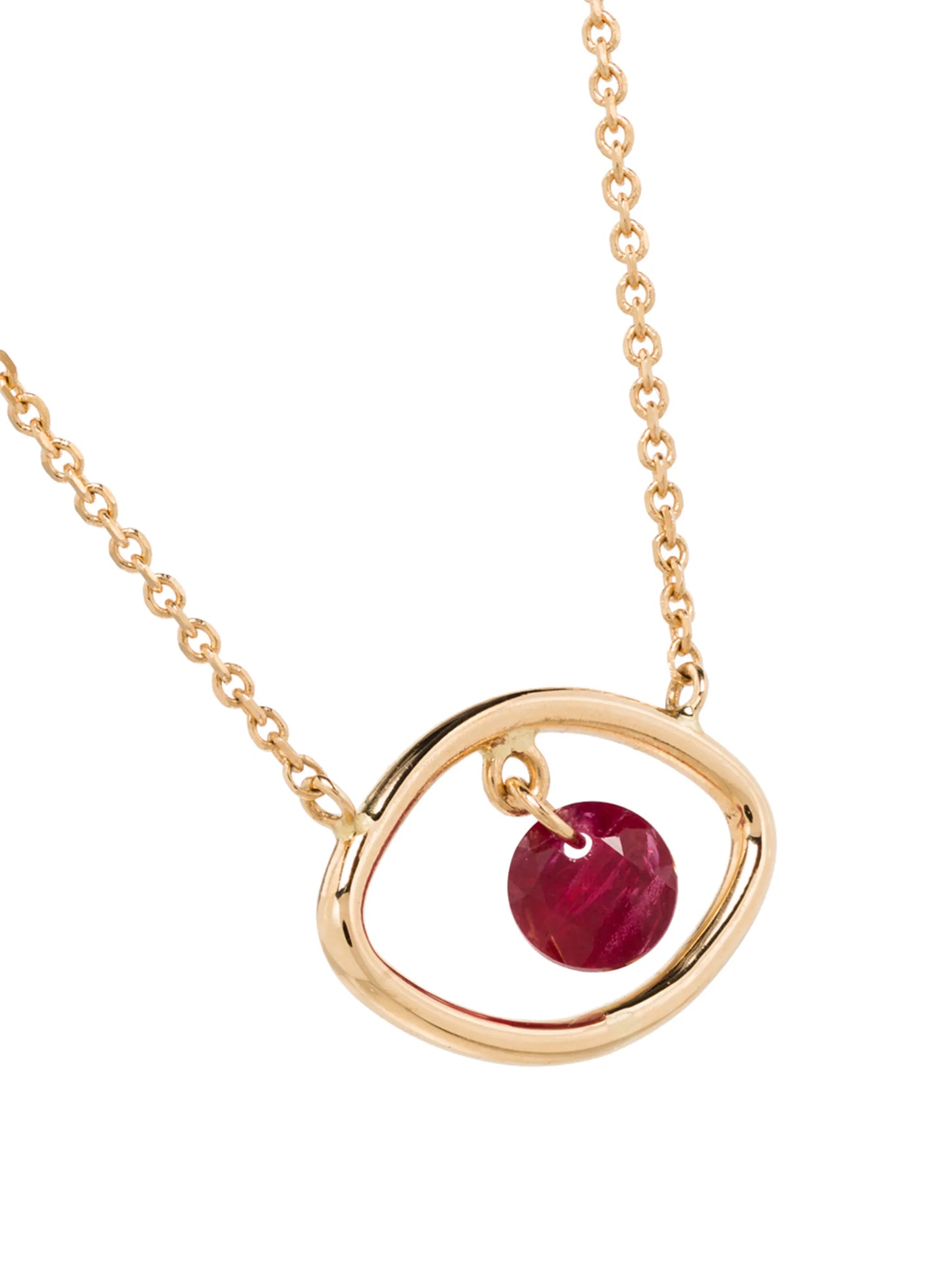 18kt yellow gold eye pendant ruby necklace