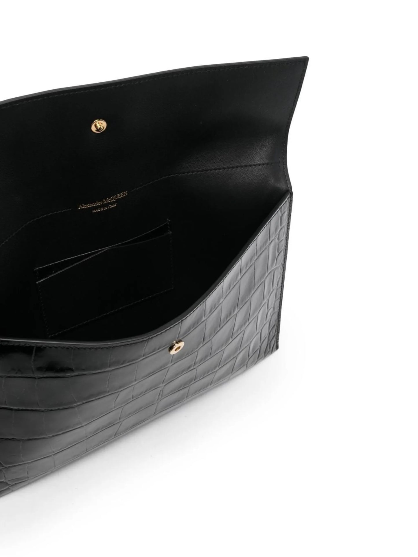 croc effect envelope clutch bag