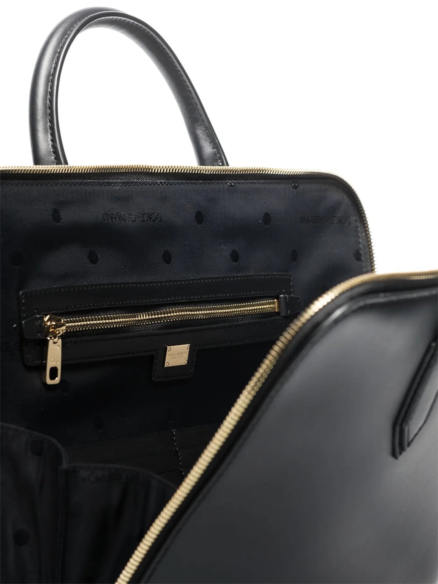 logo-embossed leather briefcase