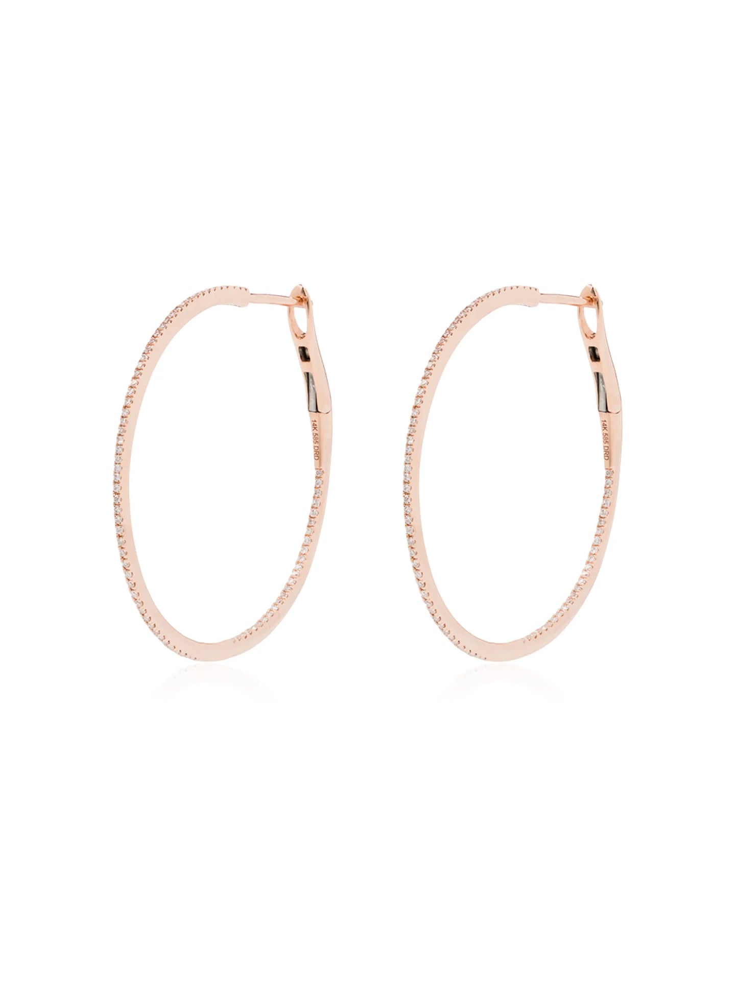 14kt rose gold diamond hoop earrings