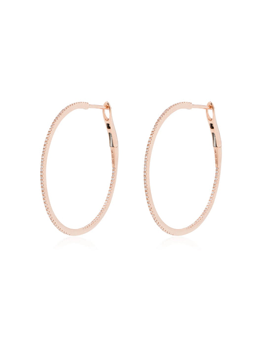 14kt rose gold diamond hoop earrings