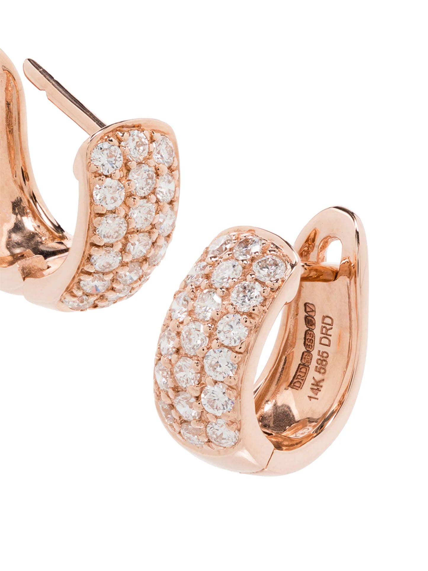 14kt rose gold diamond huggie earrings