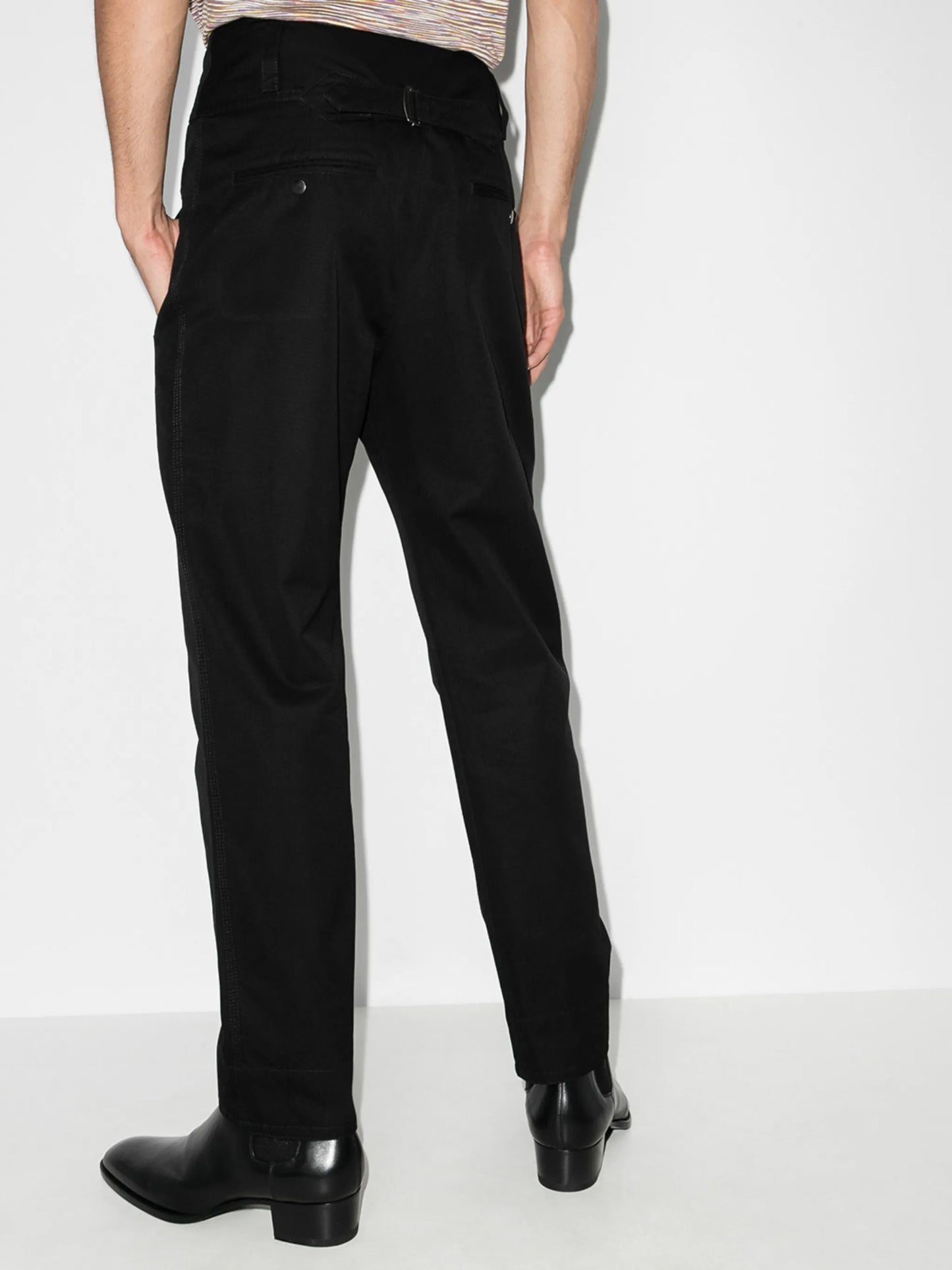 high-waist straight-leg trousers