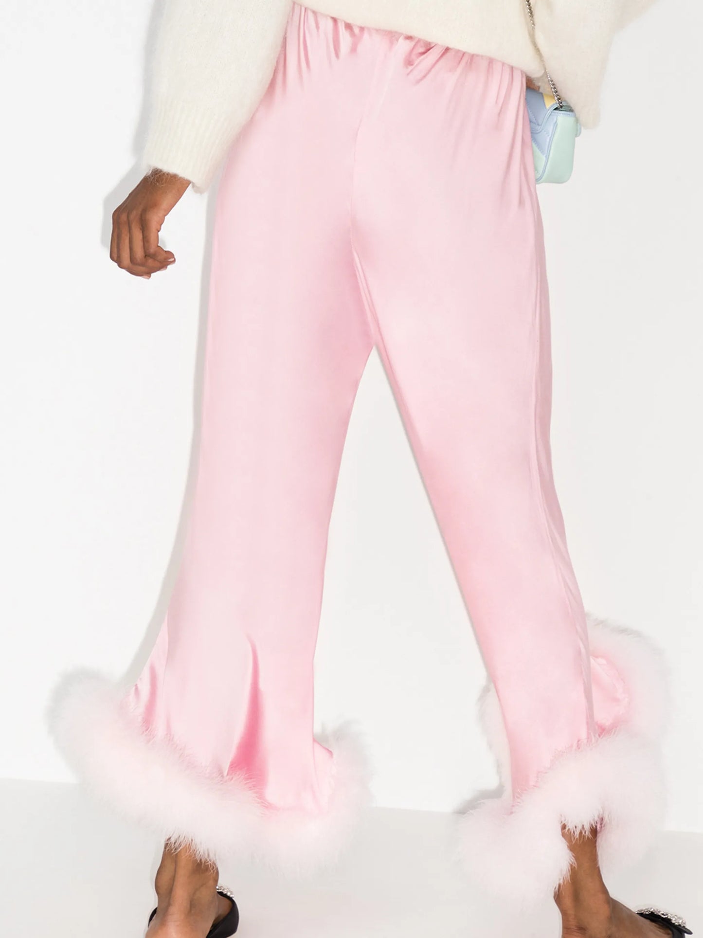 Boudoir feather-hem trousers