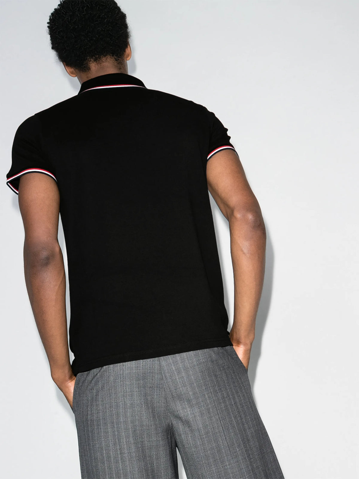 logo-patch tricolour-trim polo shirt