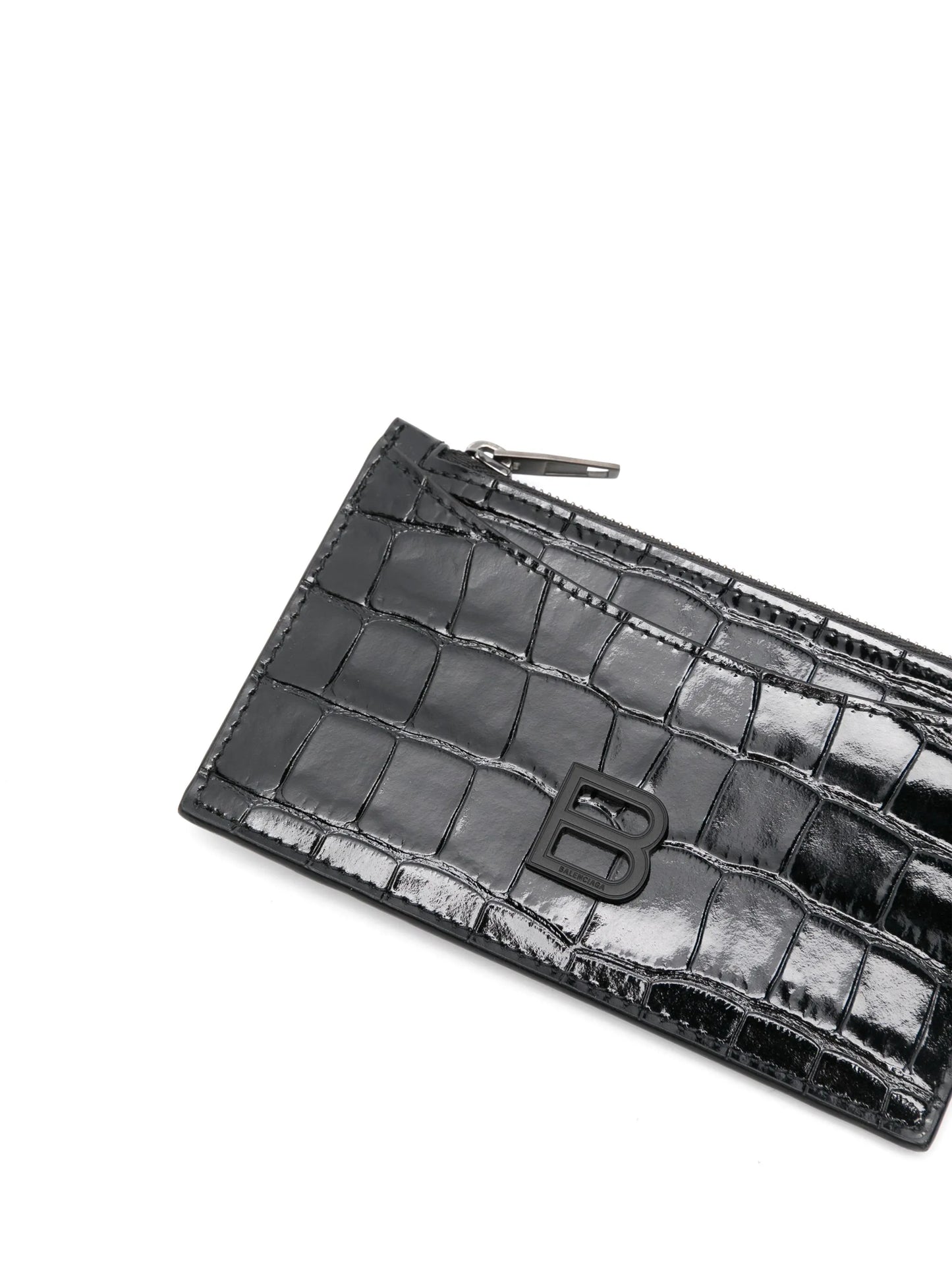 Hourglass crocodile-embossed card holder