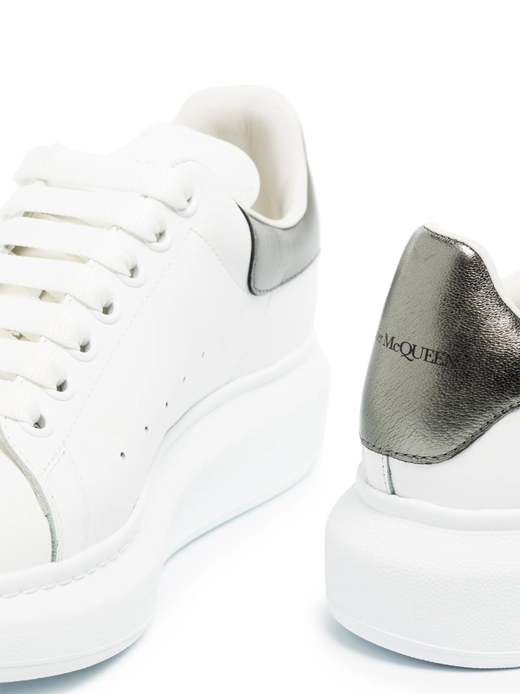 Oversized metallic leather sneakers