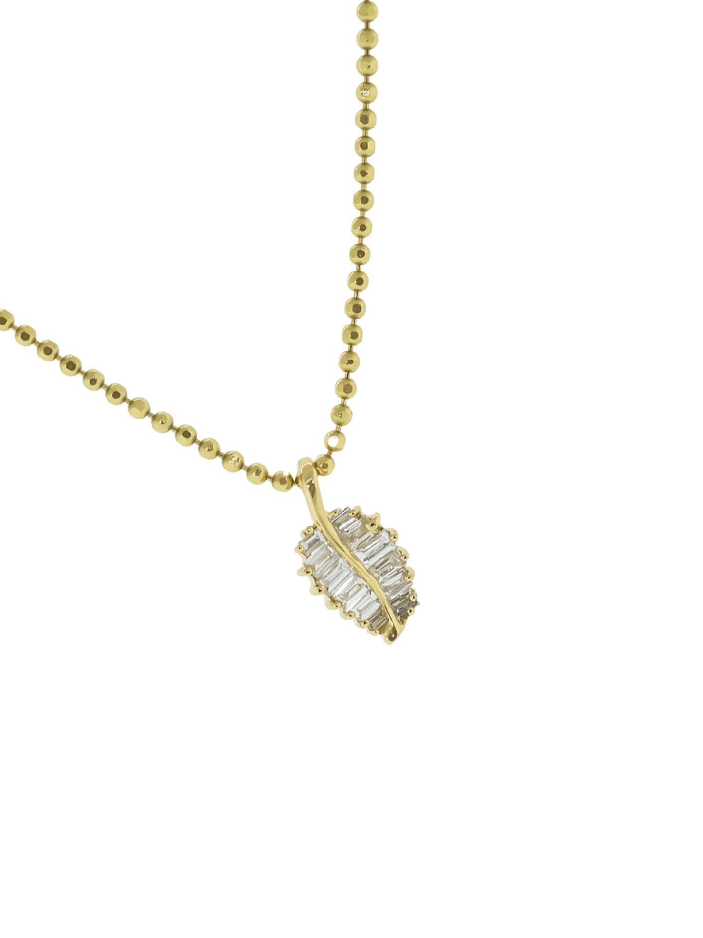 beaded chain palm leaf diamond necklace