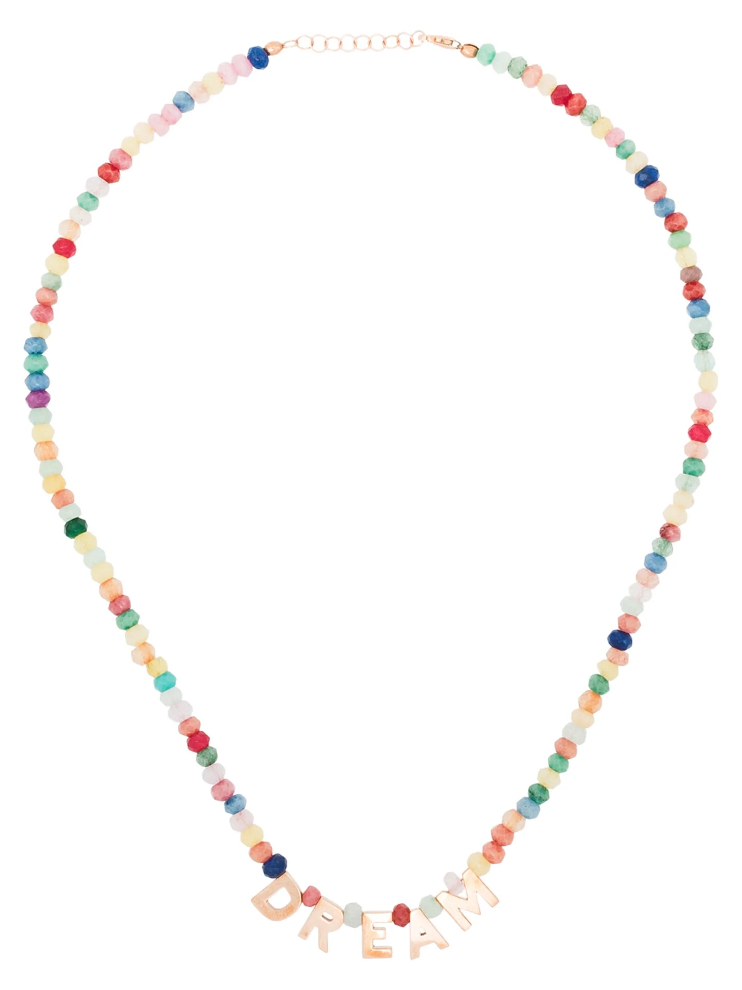 9kt rose gold jade letter charm necklace