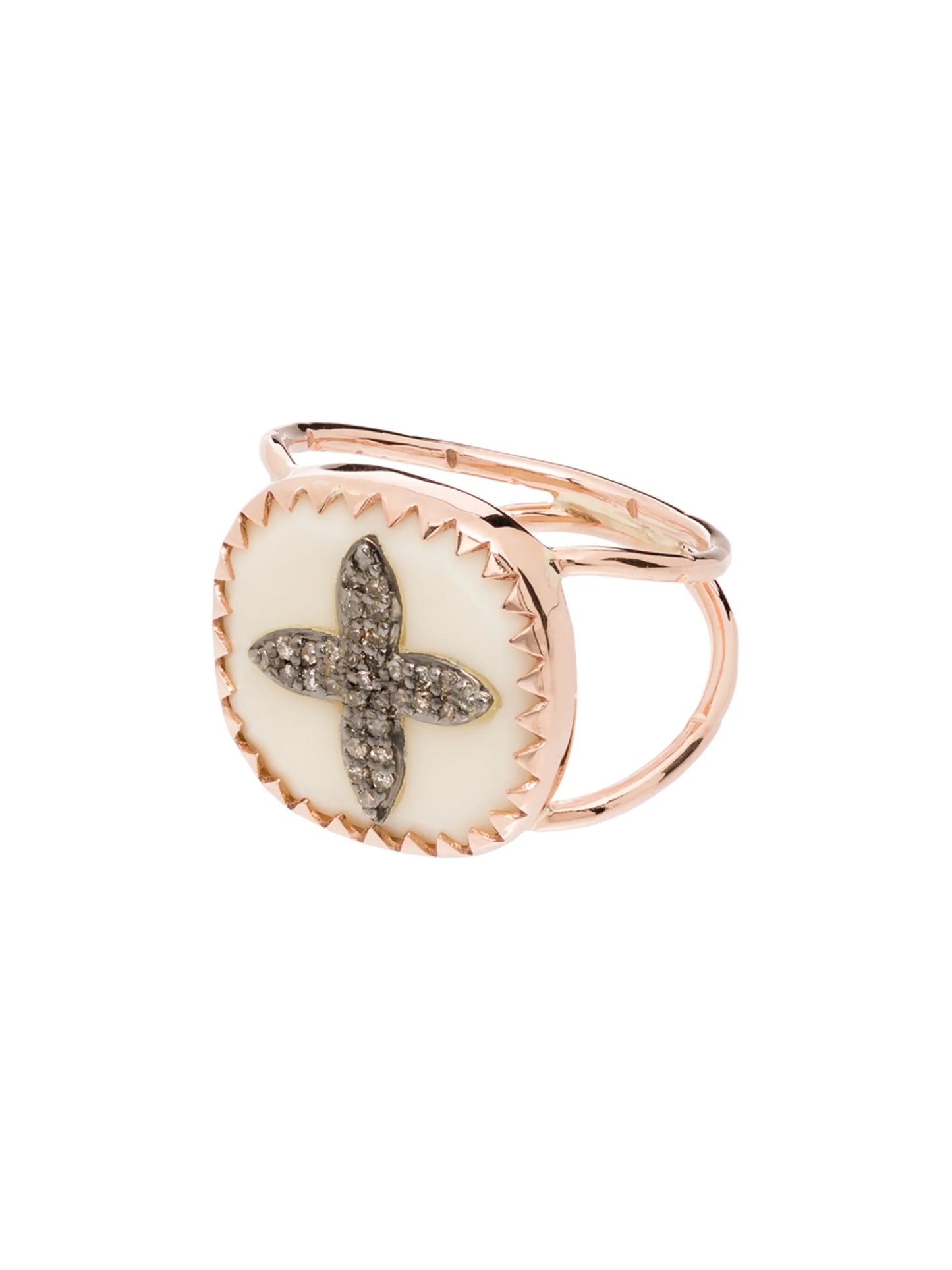 9kt rose gold Bowie No 2 diamond cross ring