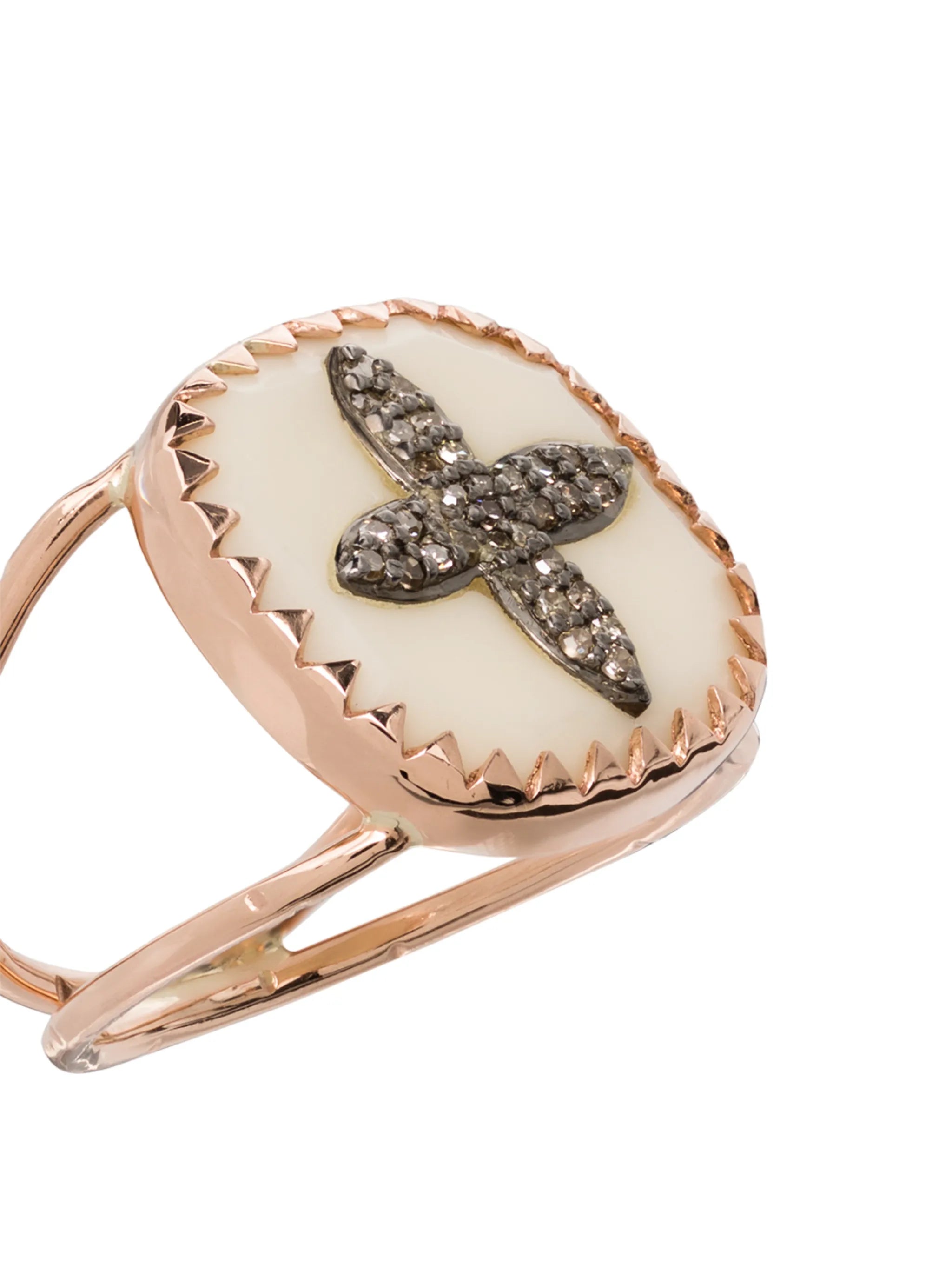 9kt rose gold Bowie No 2 diamond cross ring