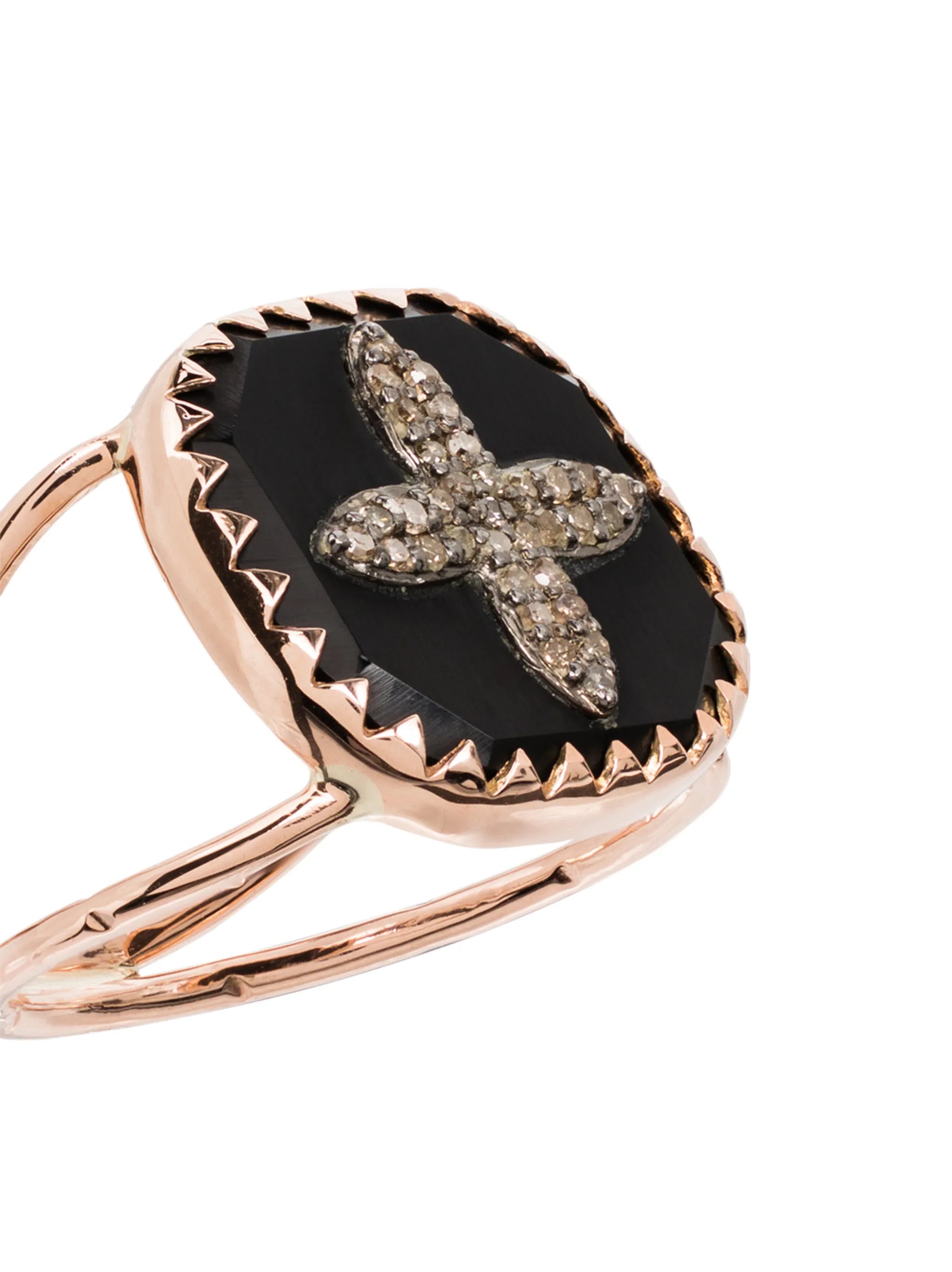 9kt rose gold Bowie N°2 diamond cross ring