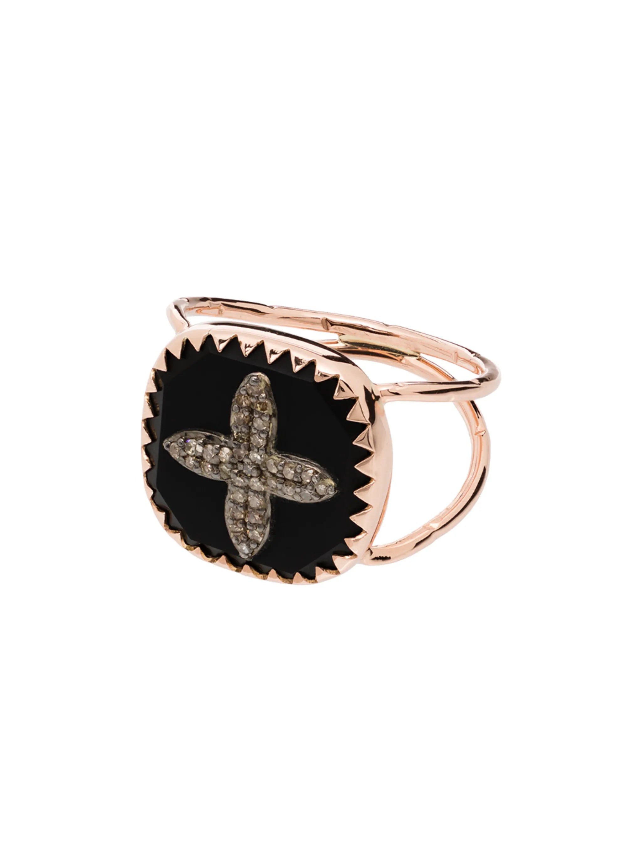 9kt rose gold Bowie N°2 diamond cross ring
