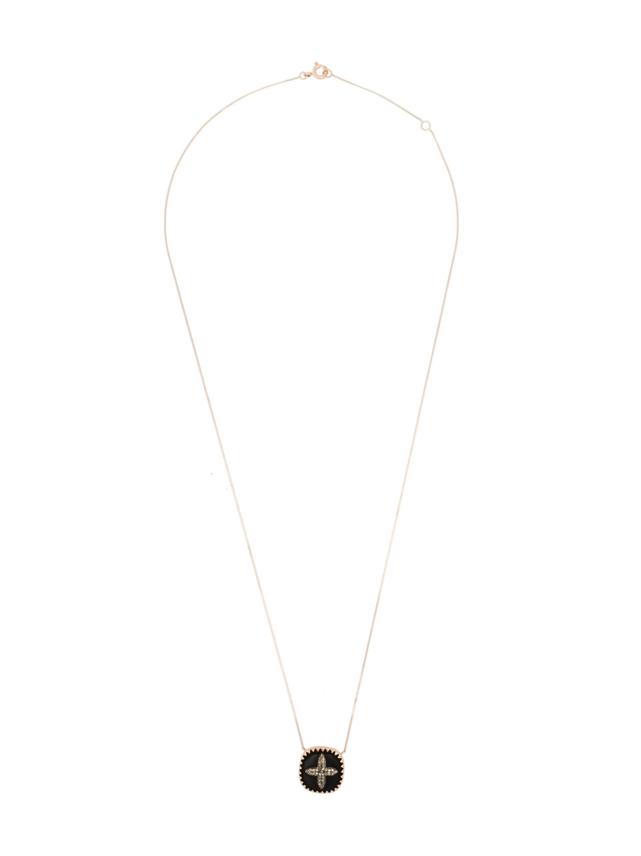 9kt rose gold Bowie diamond cross necklace