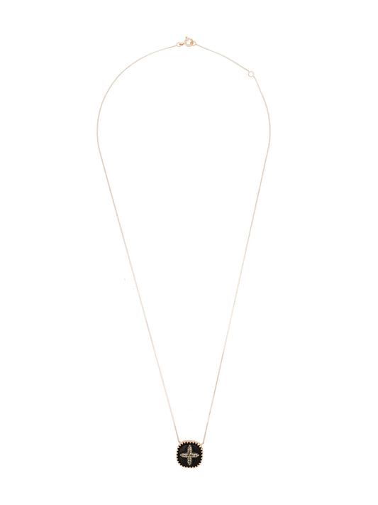 9kt rose gold Bowie diamond cross necklace