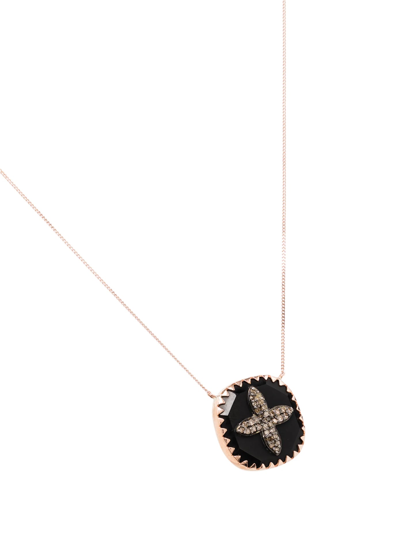 9kt rose gold Bowie diamond cross necklace