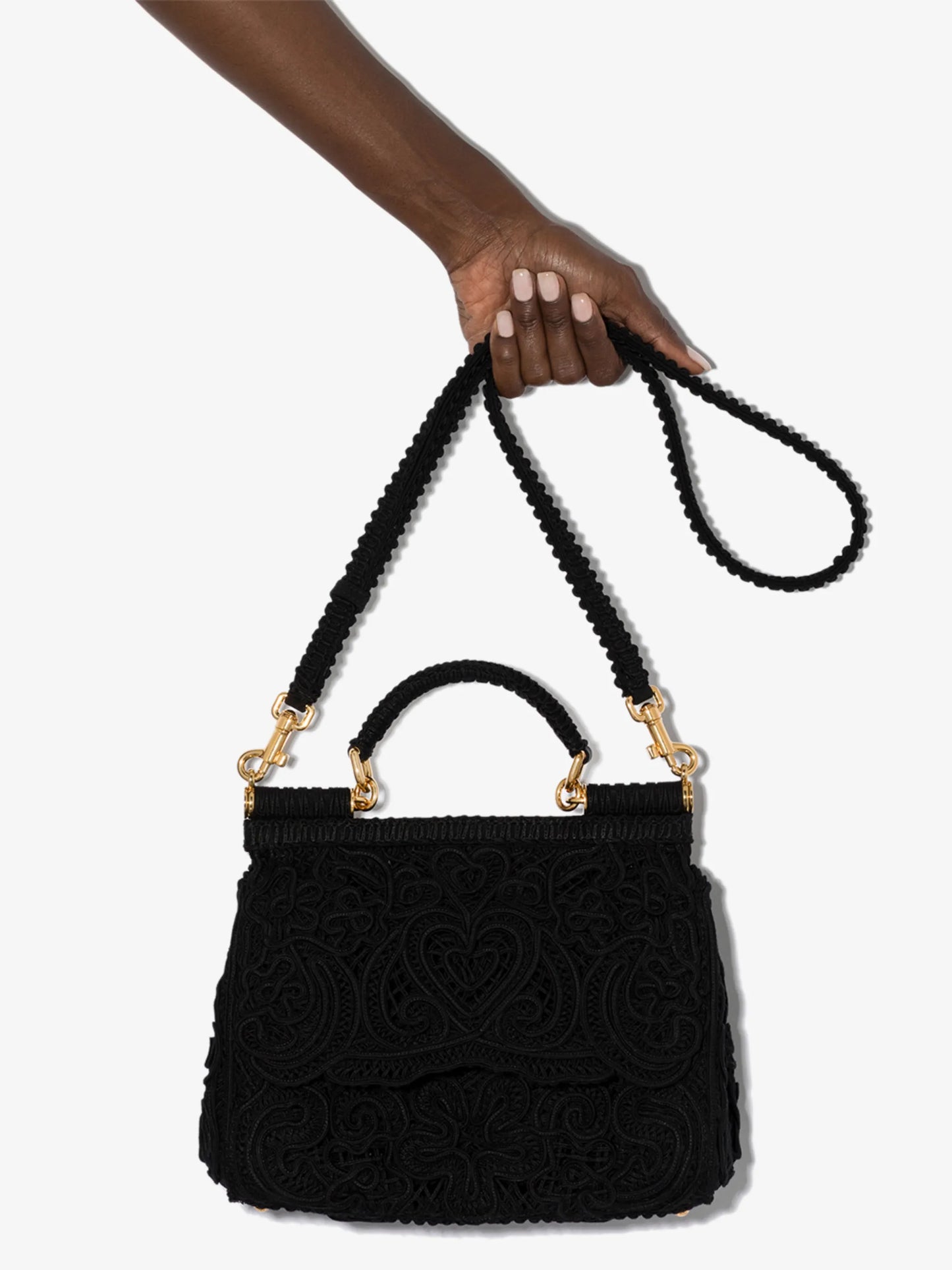 medium Sicily lace top-handle bag