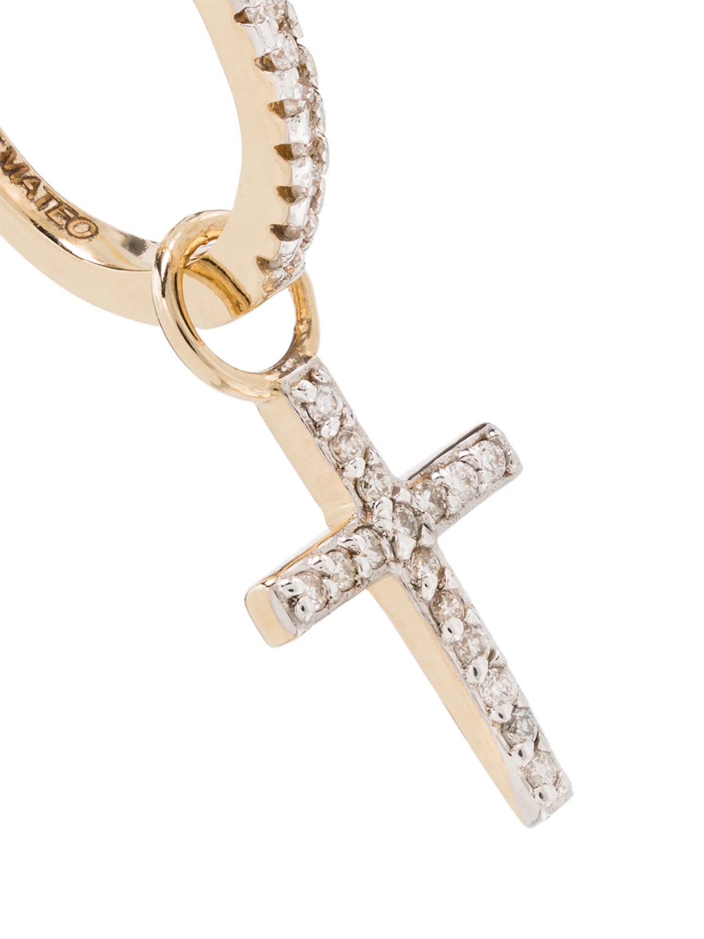 14kt yellow gold cross huggie earrings