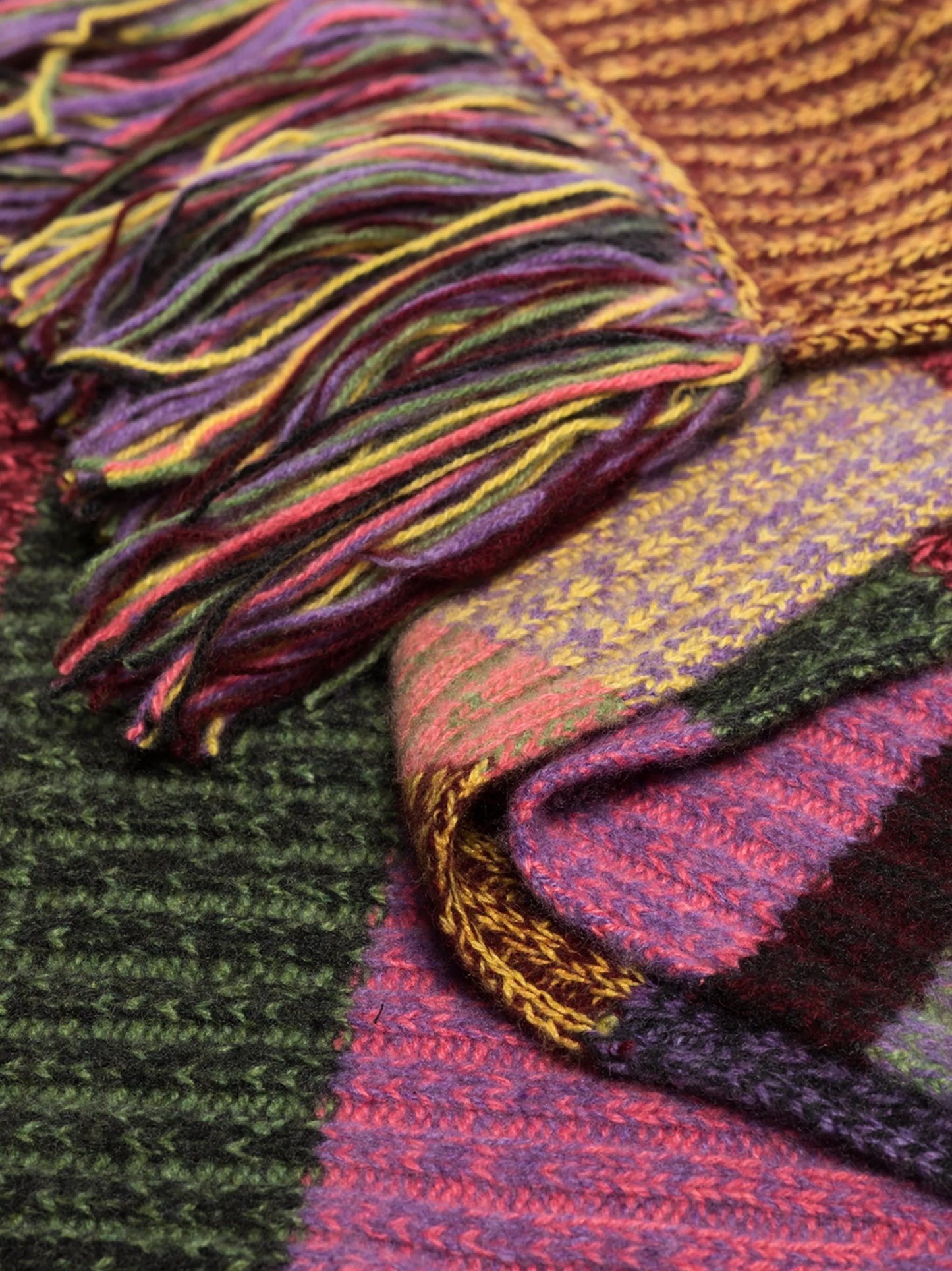 striped fringe cashmere scarf