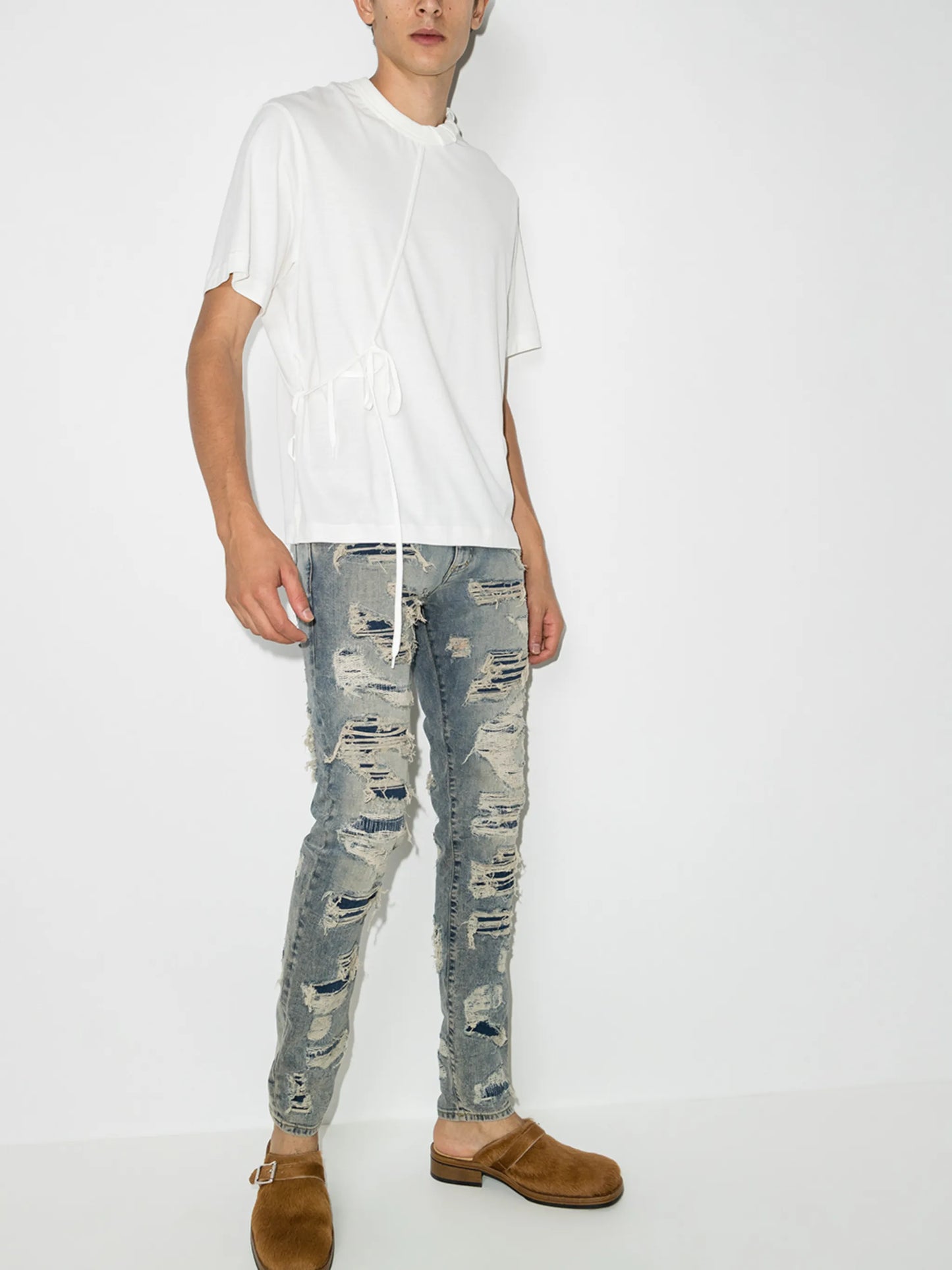 distressed-finish skinny jeans