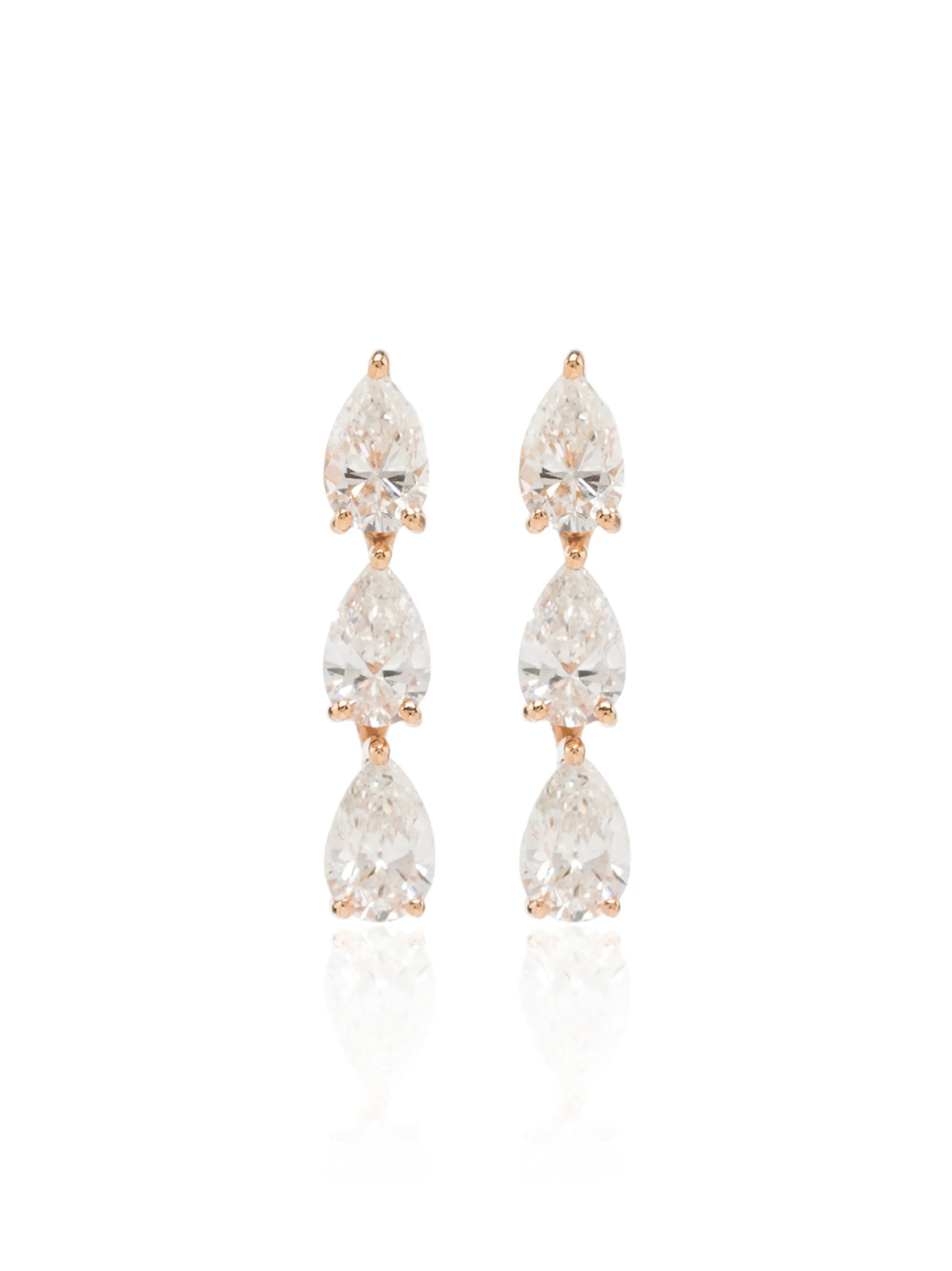 18kt rose gold Pear diamond earrings