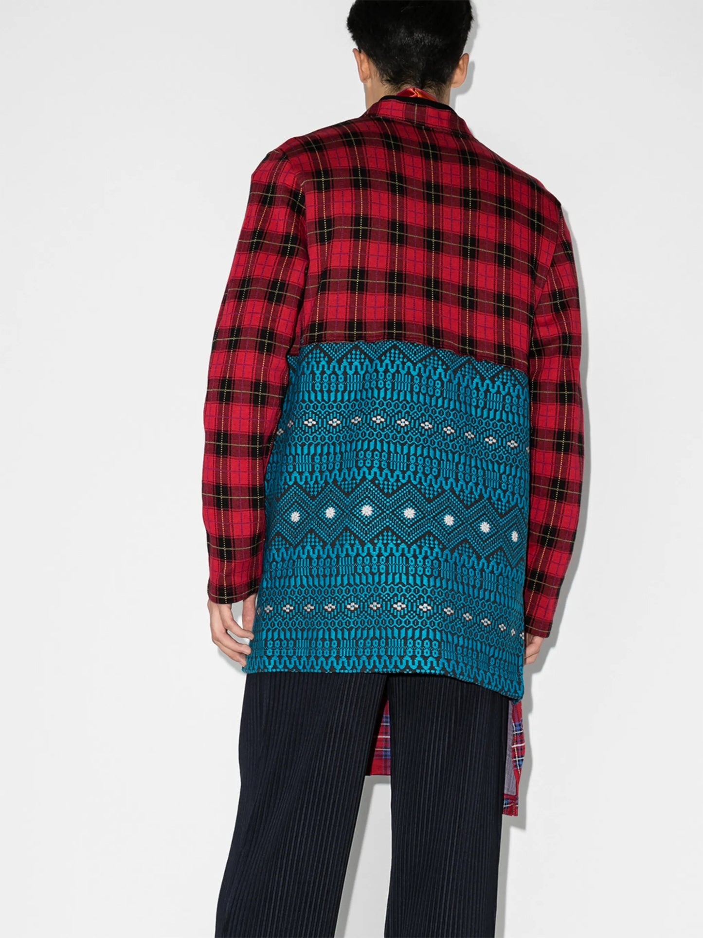 patchwork tartan-print shirt