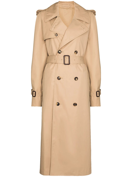 belted double-breasted trench coat