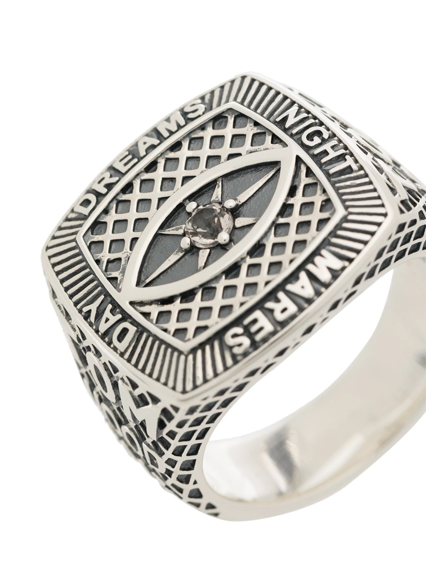 logo-engraved sterling silver ring