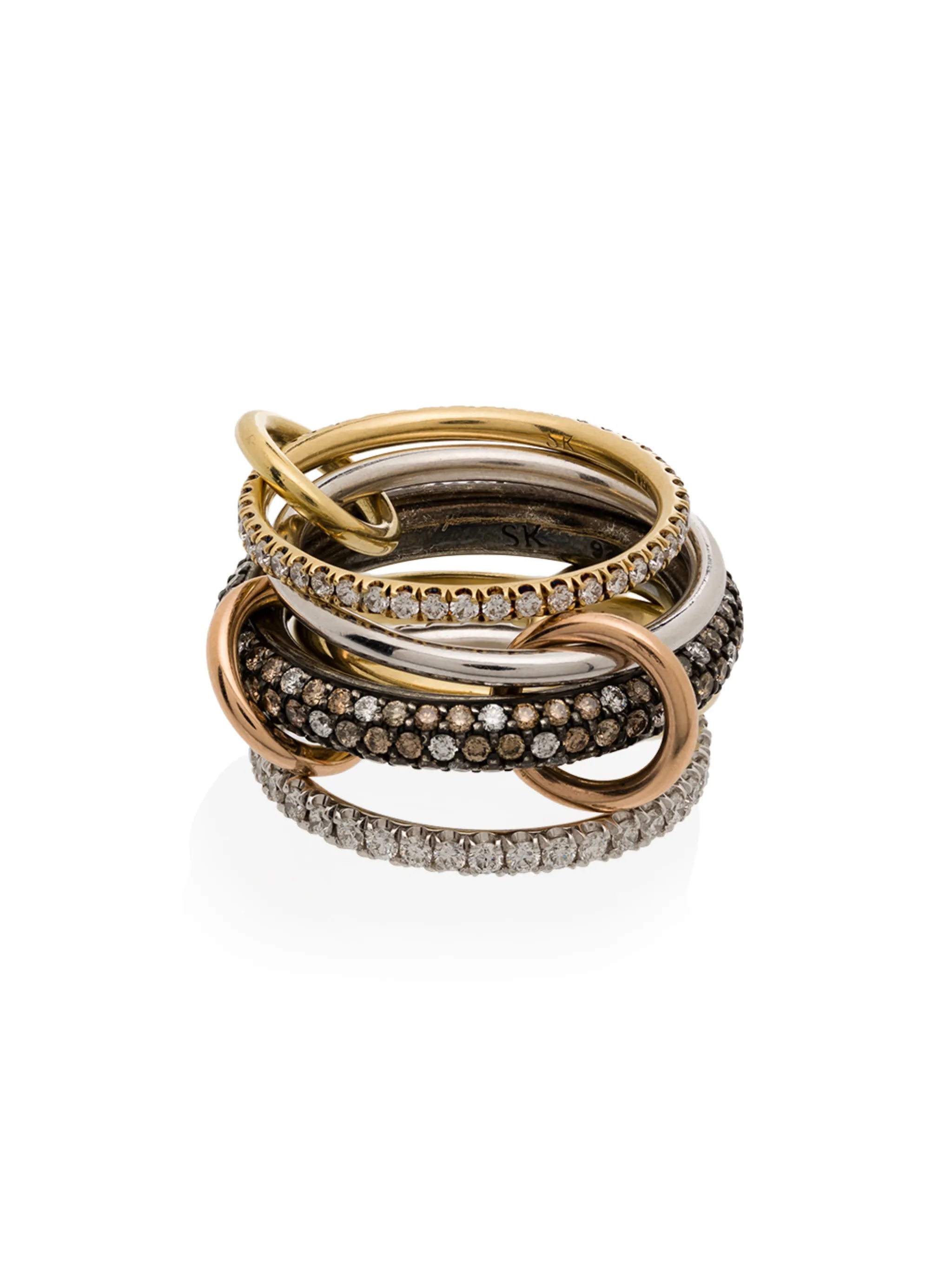 14kt yellow gold stacked Leo diamond ring