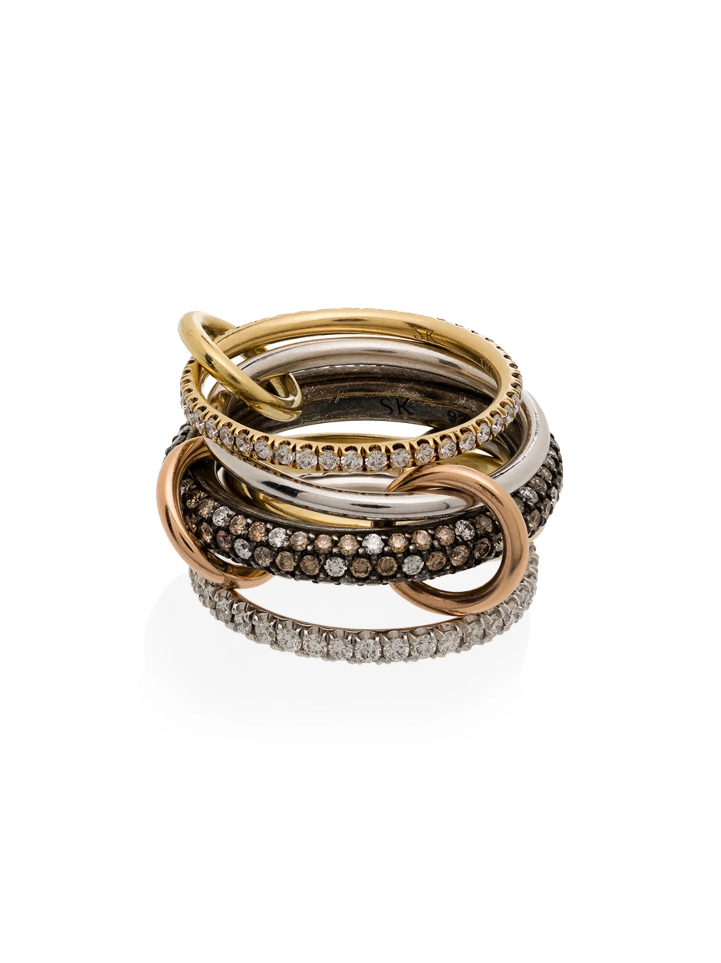 14kt yellow gold stacked Leo diamond ring