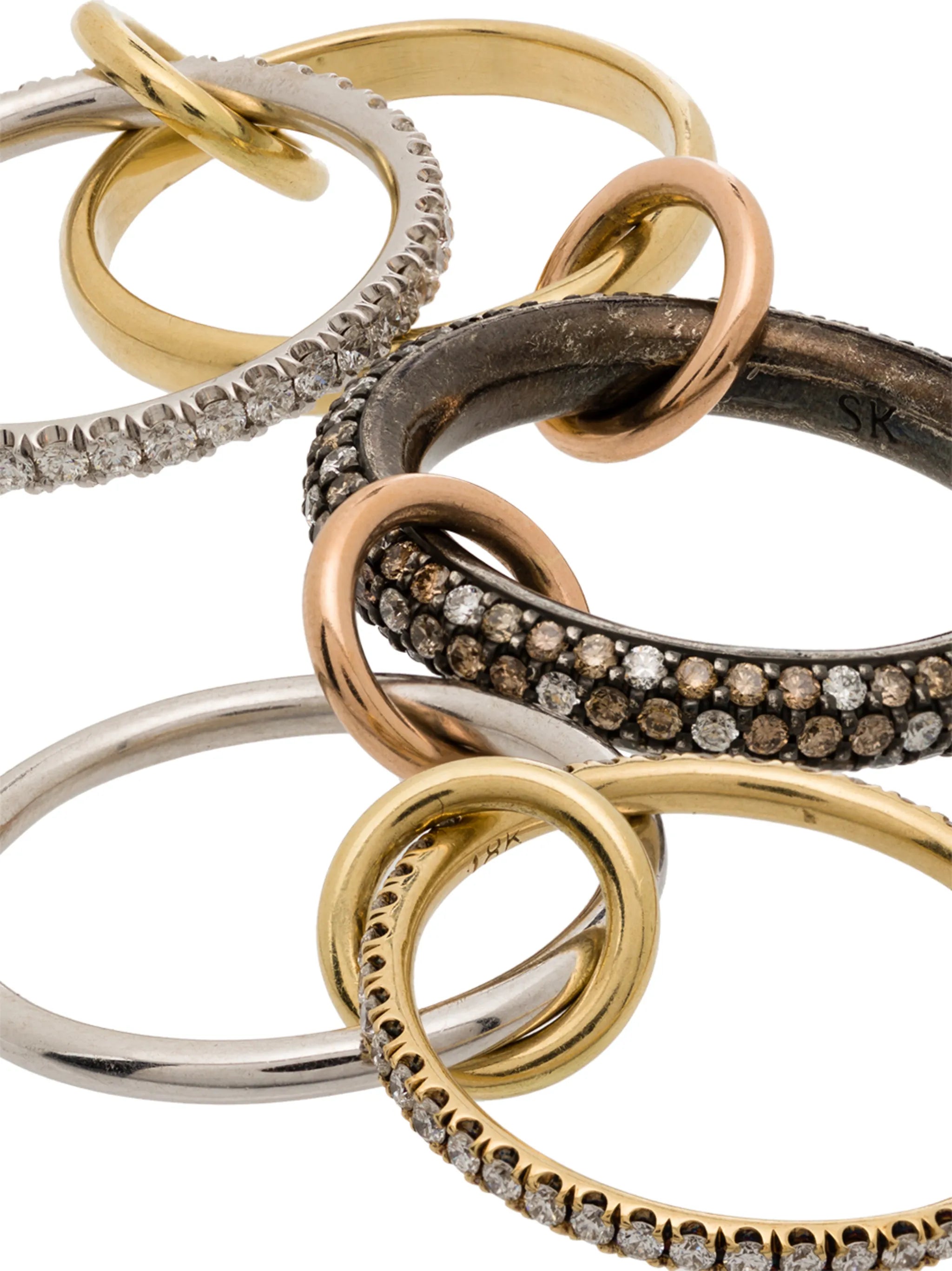 14kt yellow gold stacked Leo diamond ring