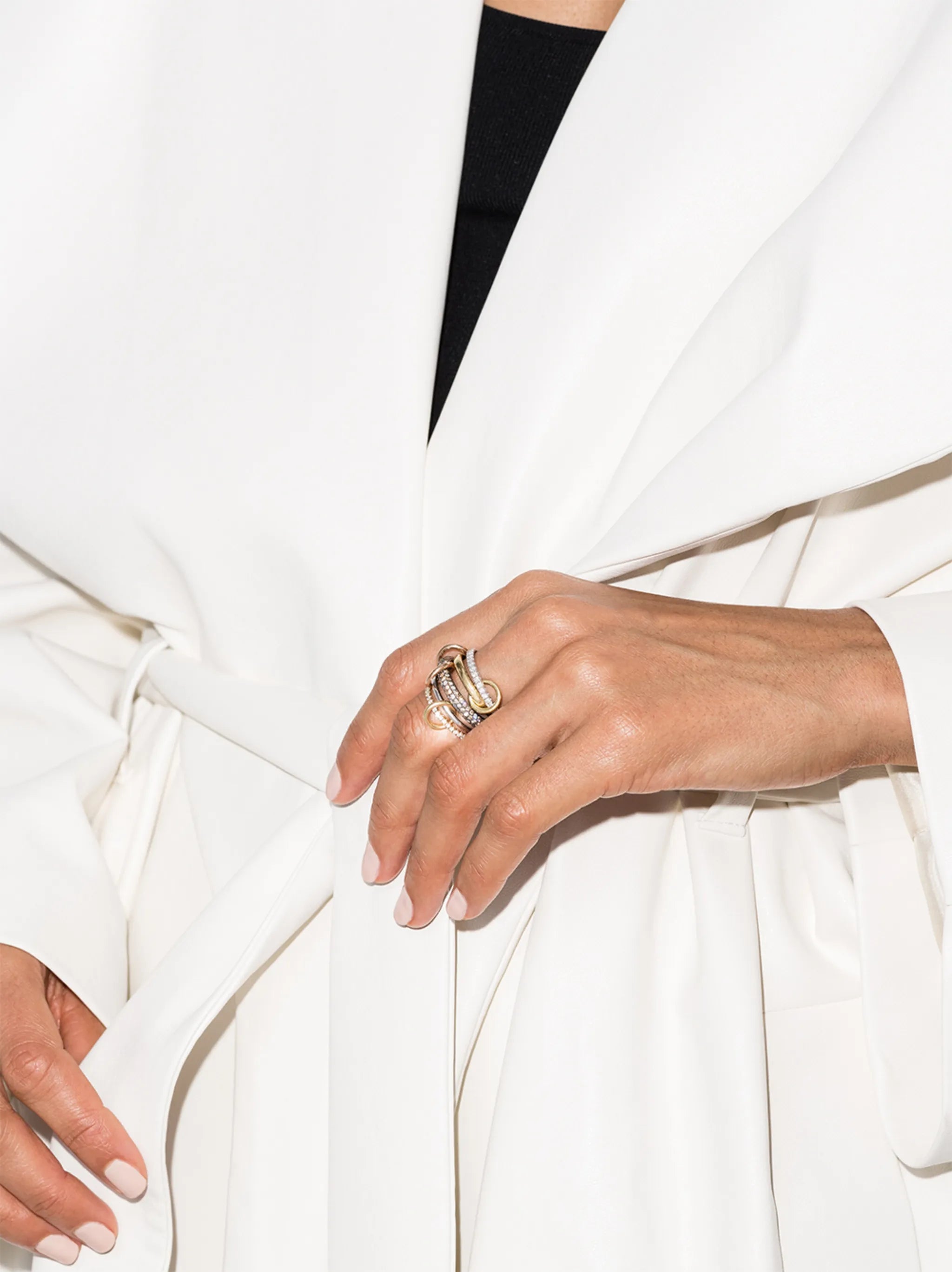 14kt yellow gold stacked Leo diamond ring