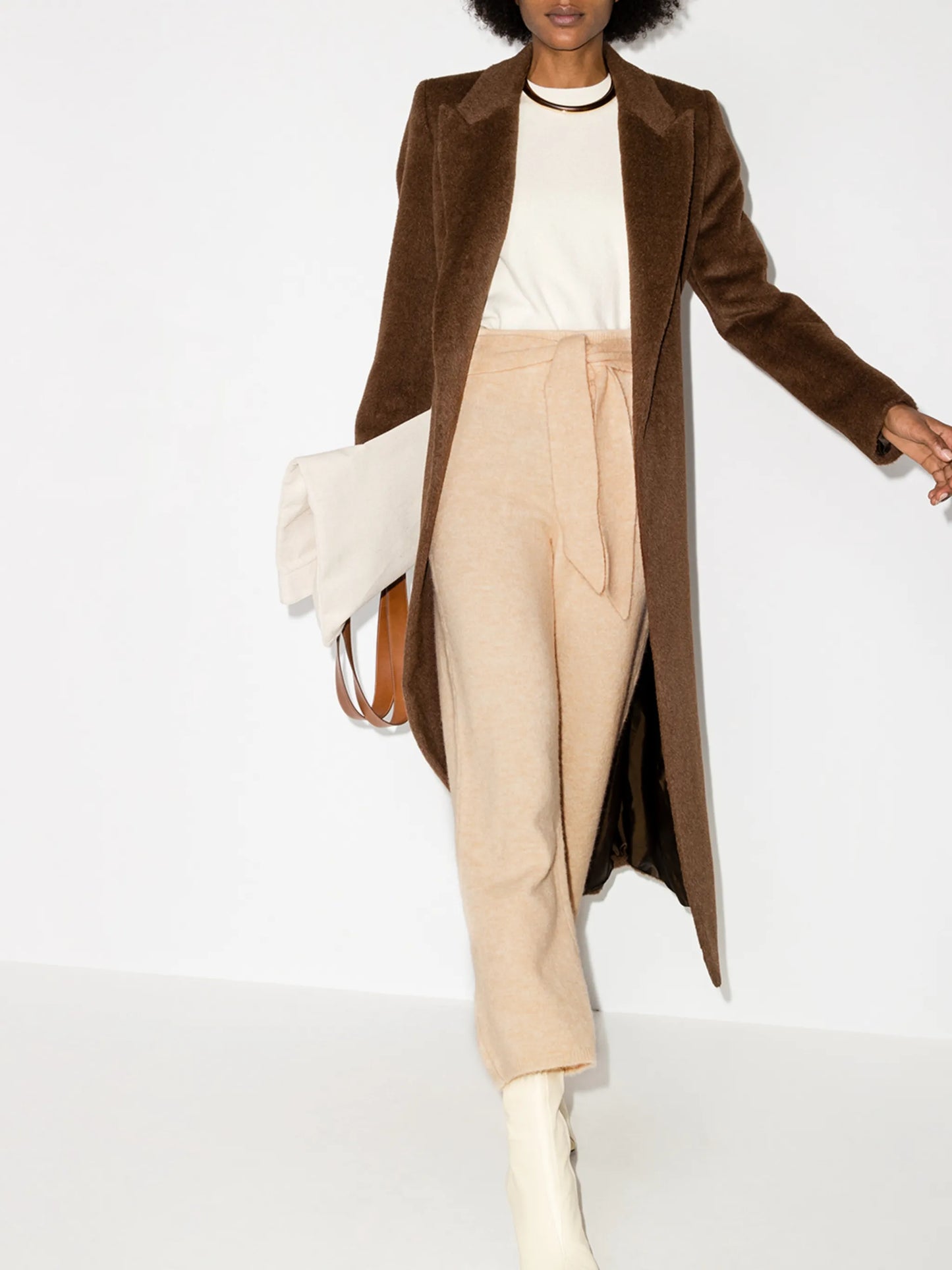 tied waist knit trousers
