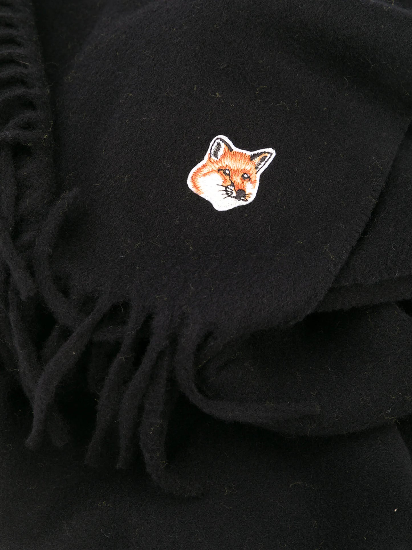 logo-patch fringed scarf