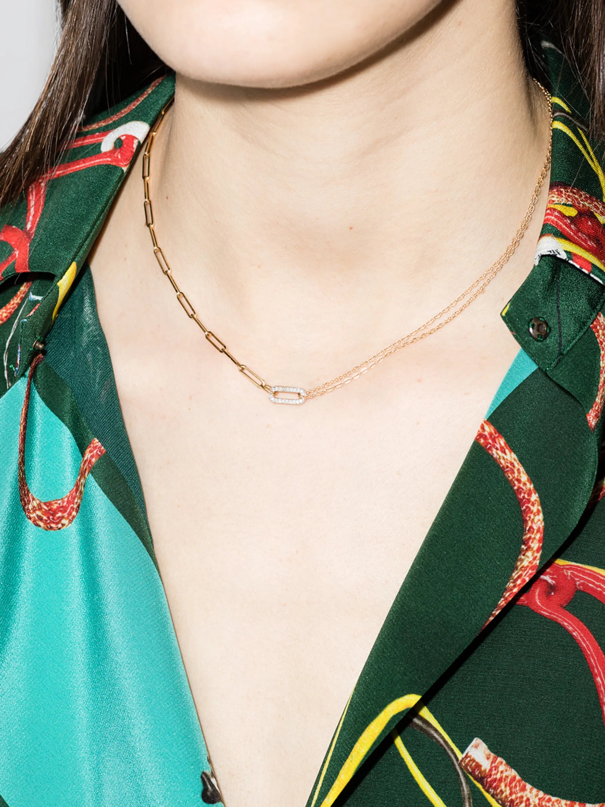 18K yellow gold diamond link choker
