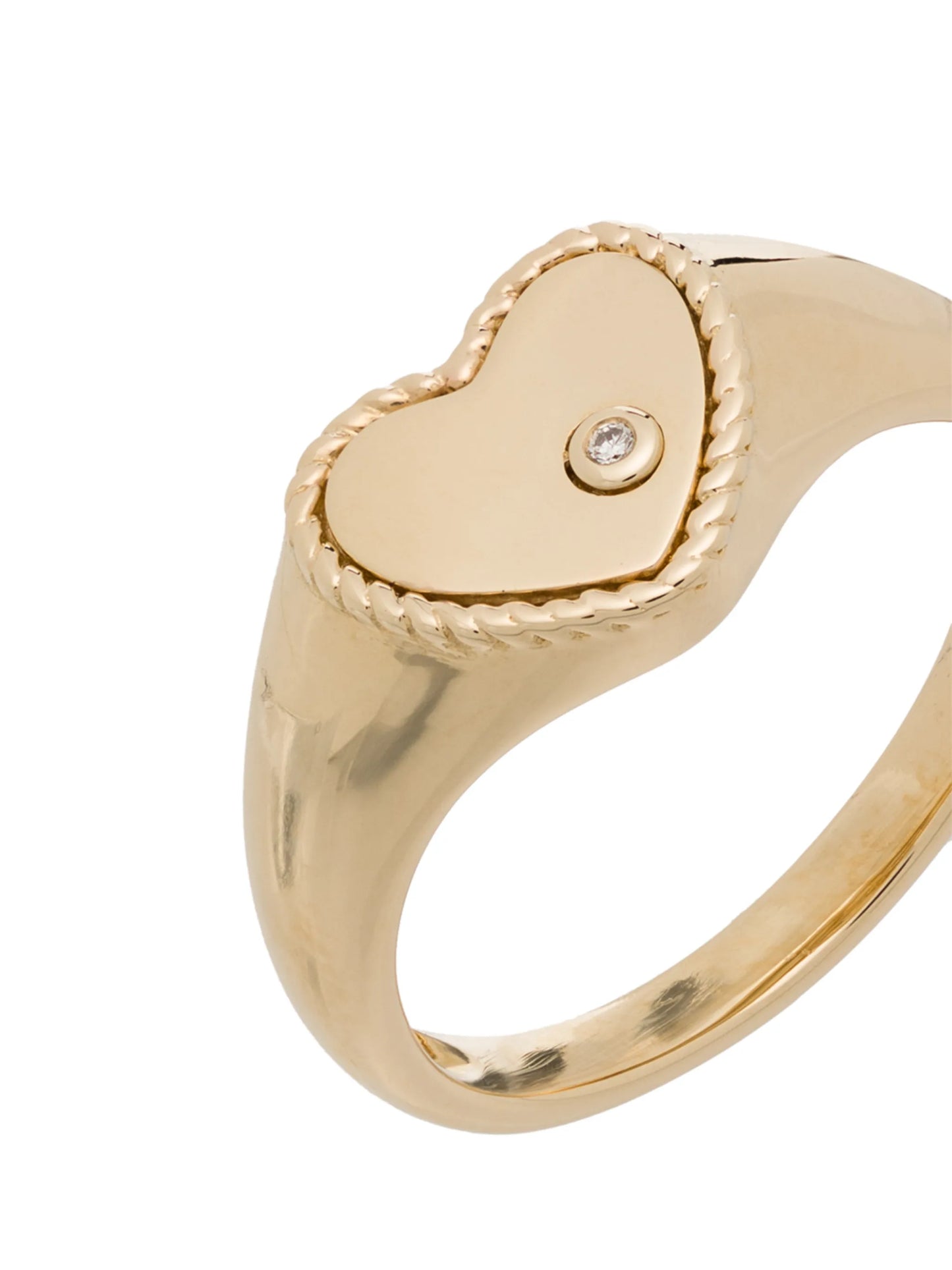 9kt yellow gold diamond heart signet ring
