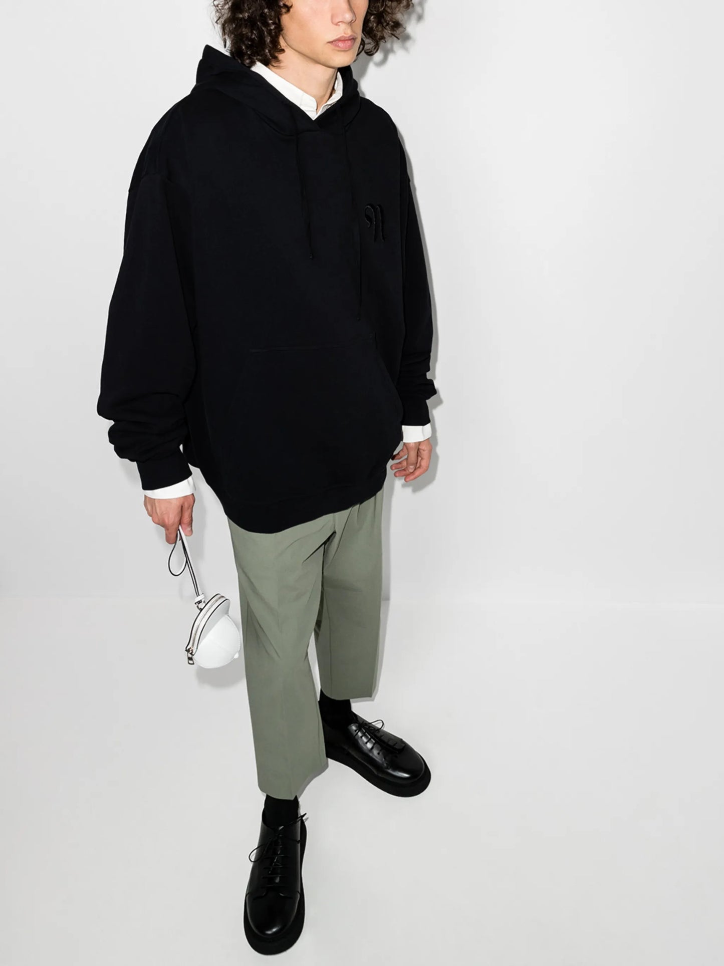 logo-embroidered cotton hoodie