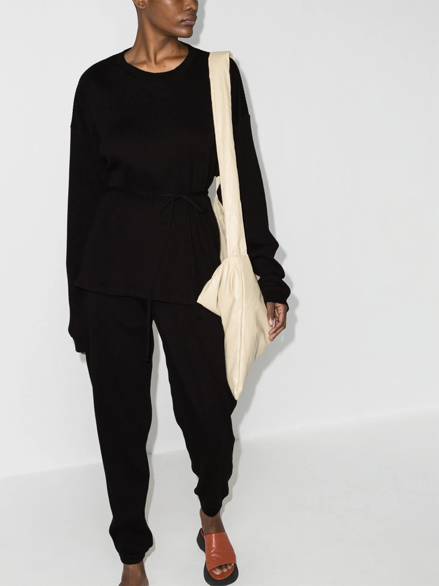 Shaw belted ribbed organic cotton sweatshirt