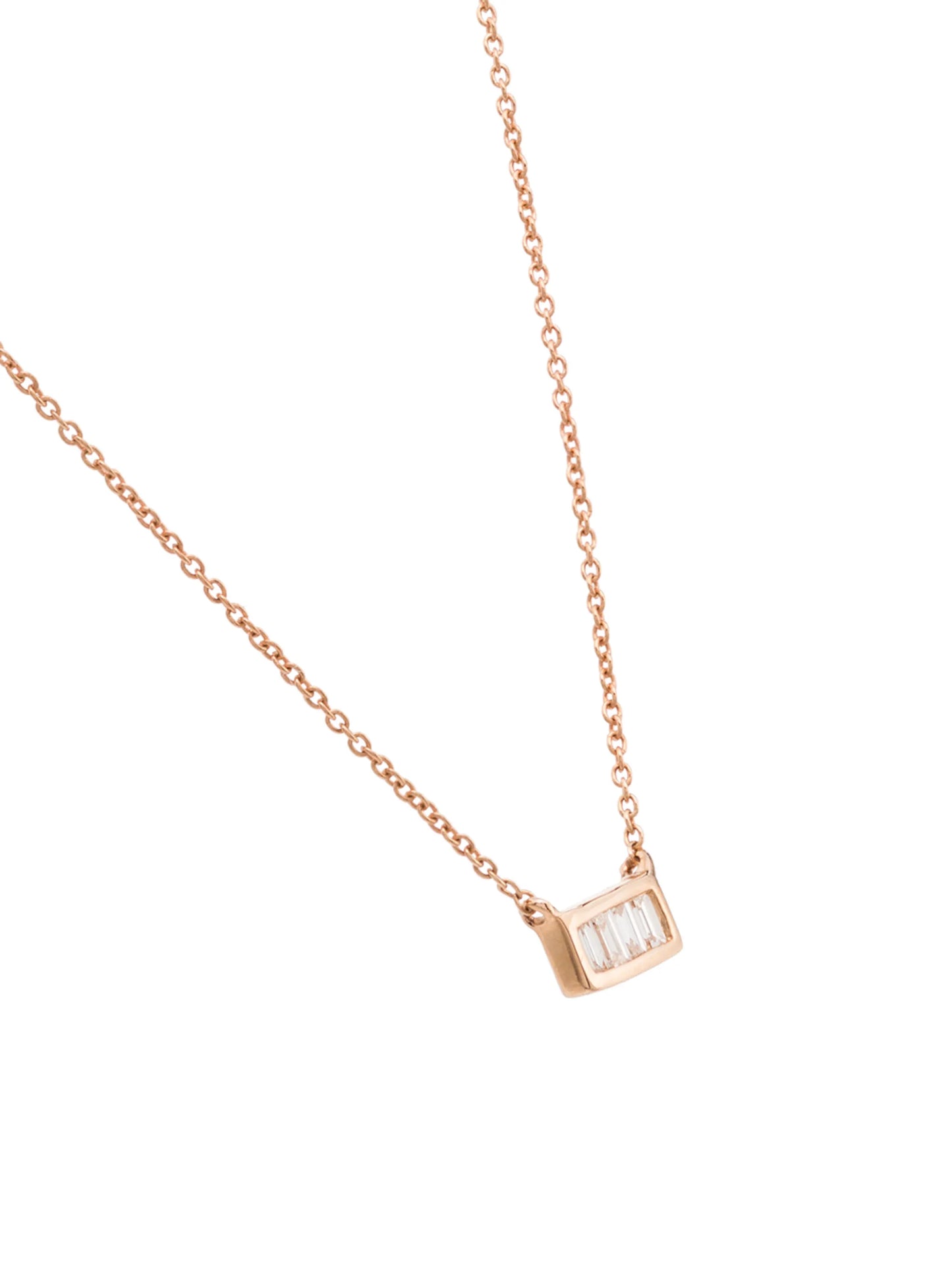 14kt rose gold baguette-cut diamond necklace