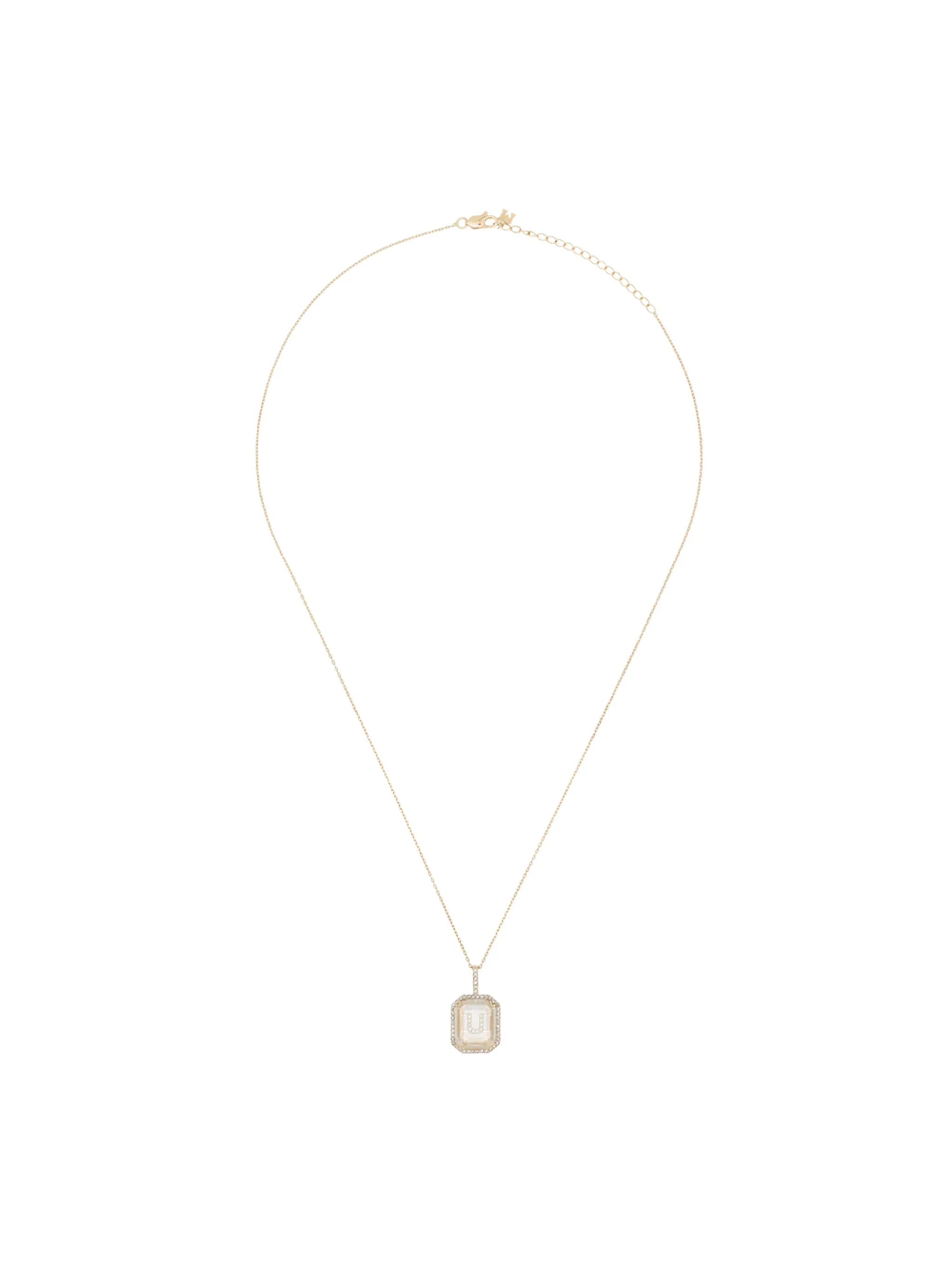 14kt yellow gold U-initial diamond necklace