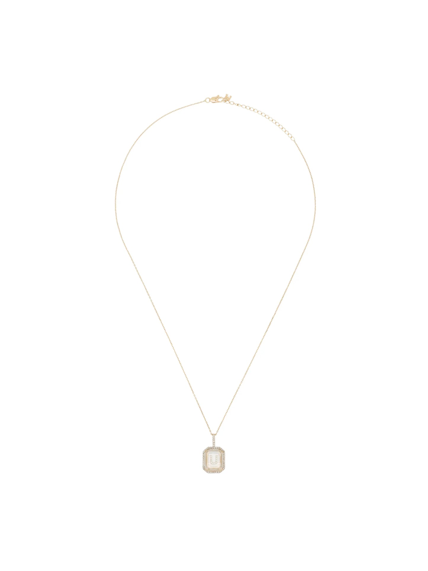 14kt yellow gold U-initial diamond necklace