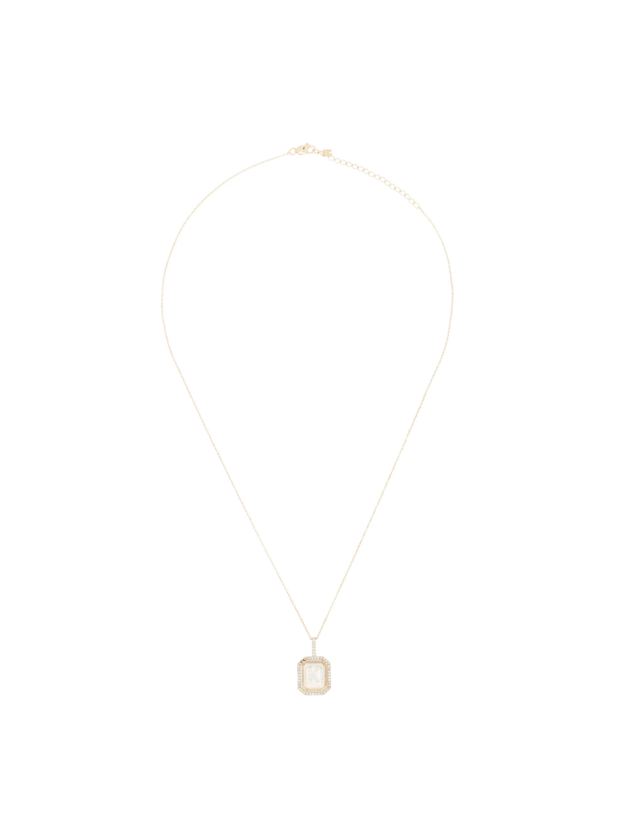 14kt yellow gold K diamond necklace