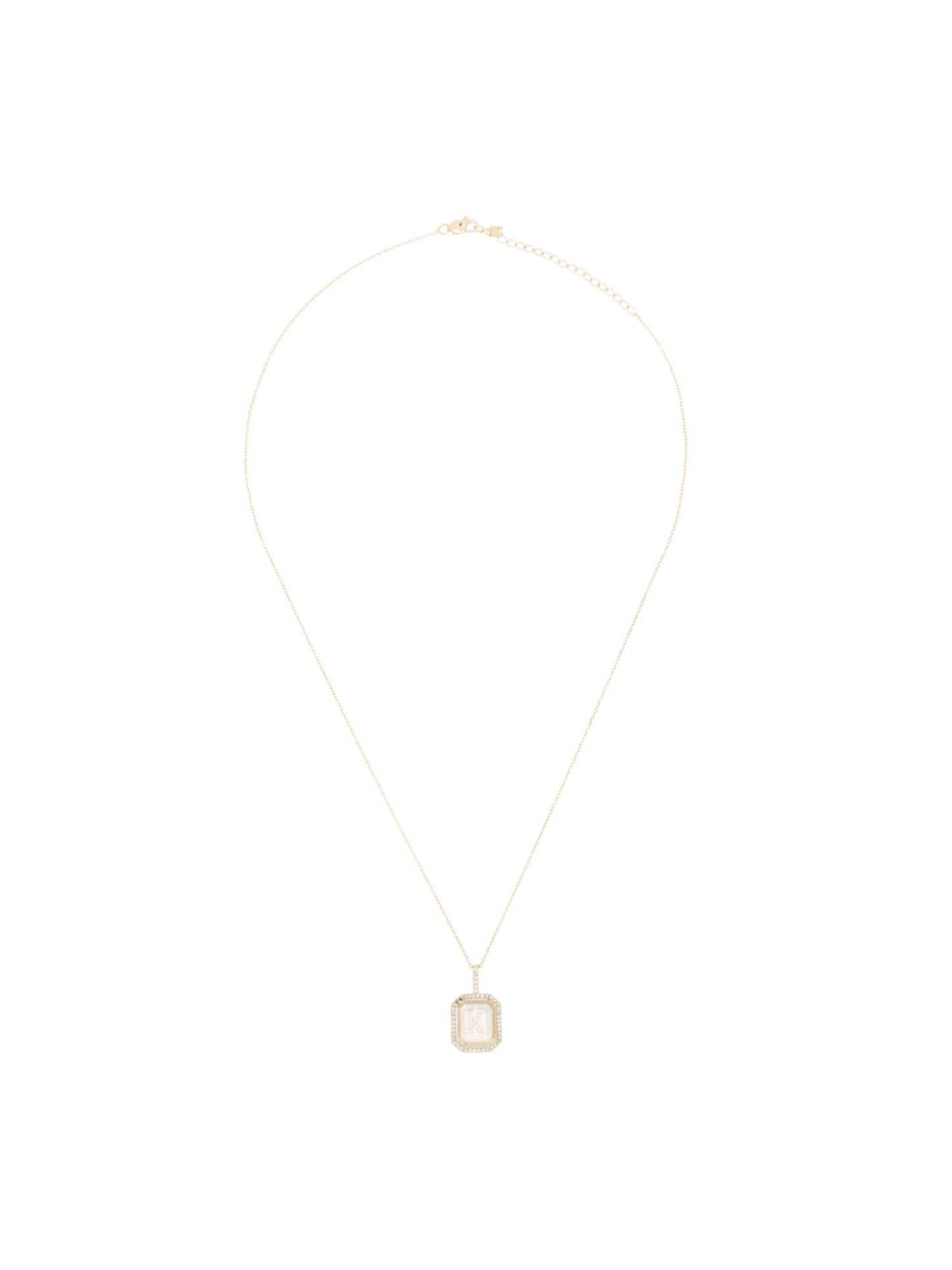 14kt yellow gold K diamond necklace