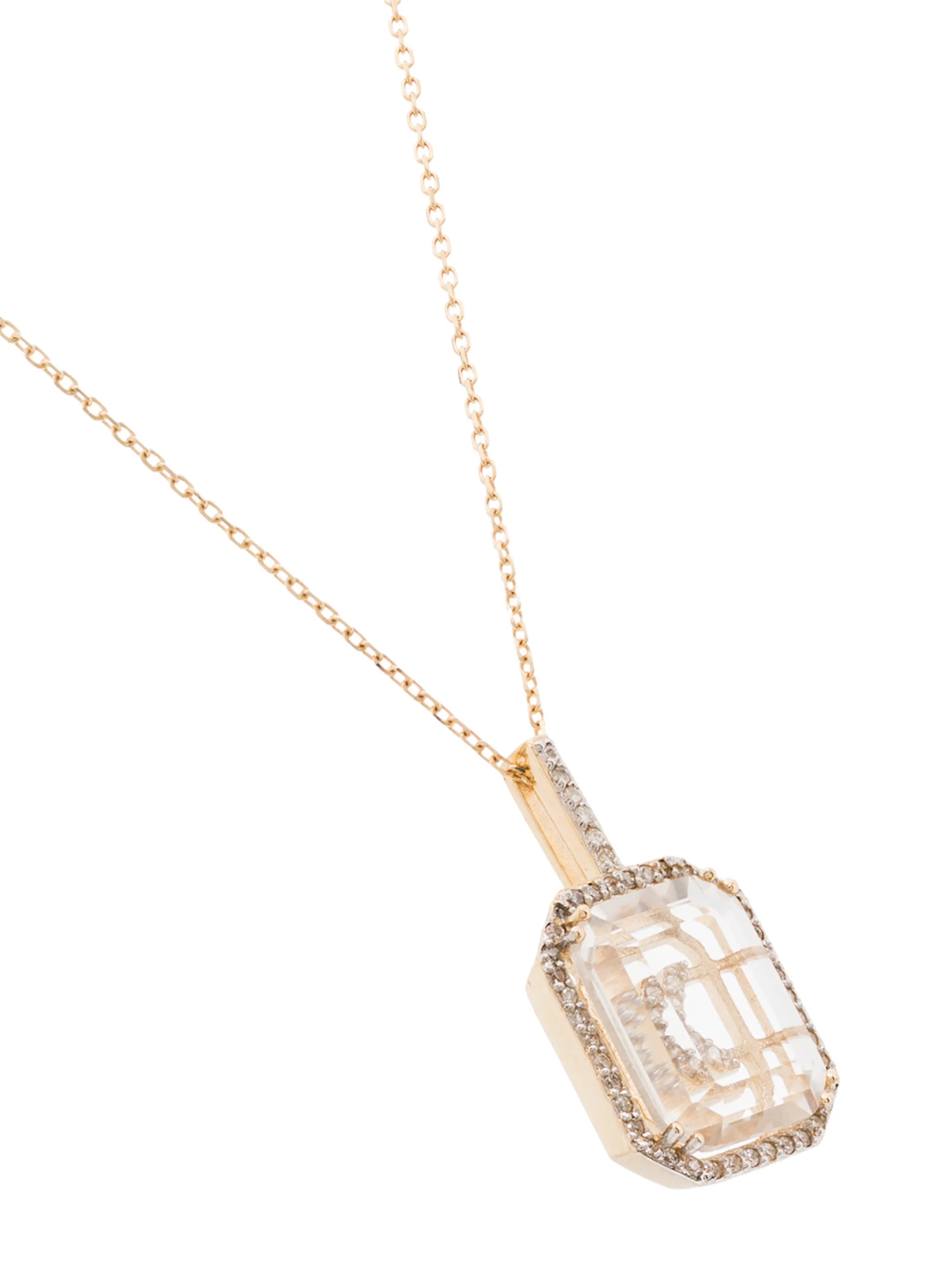 14kt yellow gold K diamond necklace