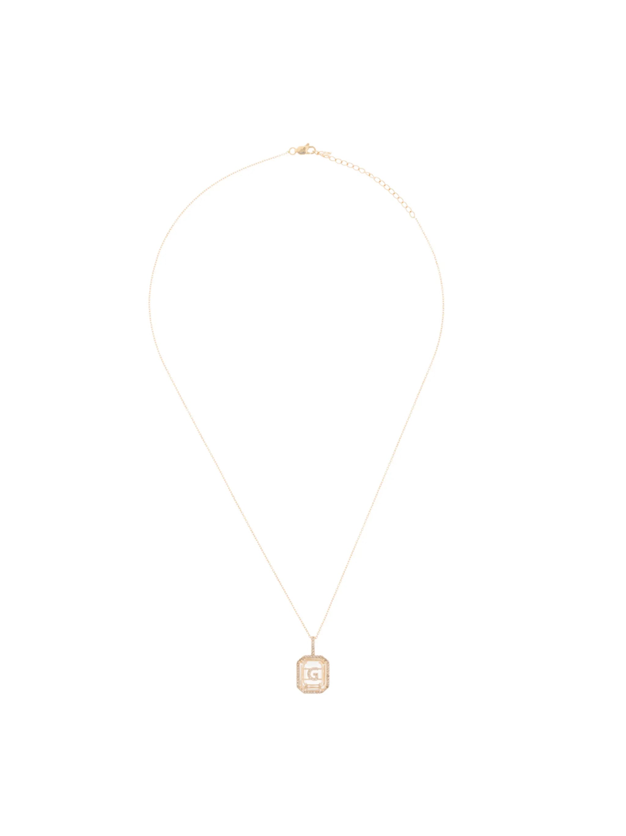 14kt yellow gold G diamond necklace