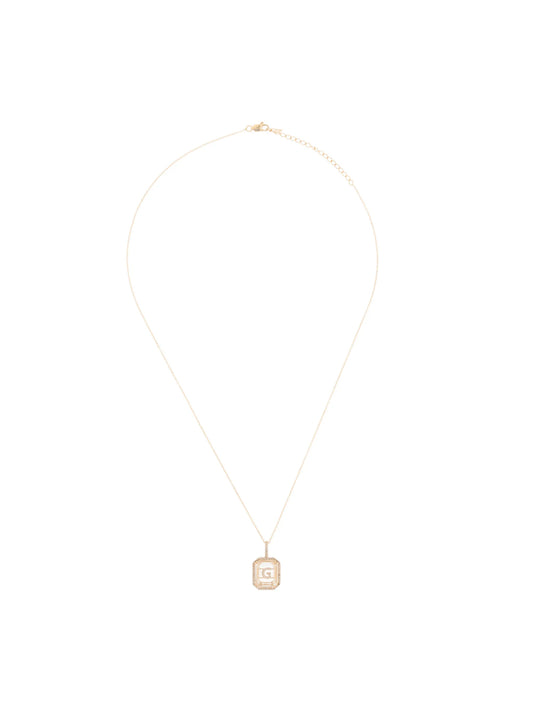14kt yellow gold G diamond necklace