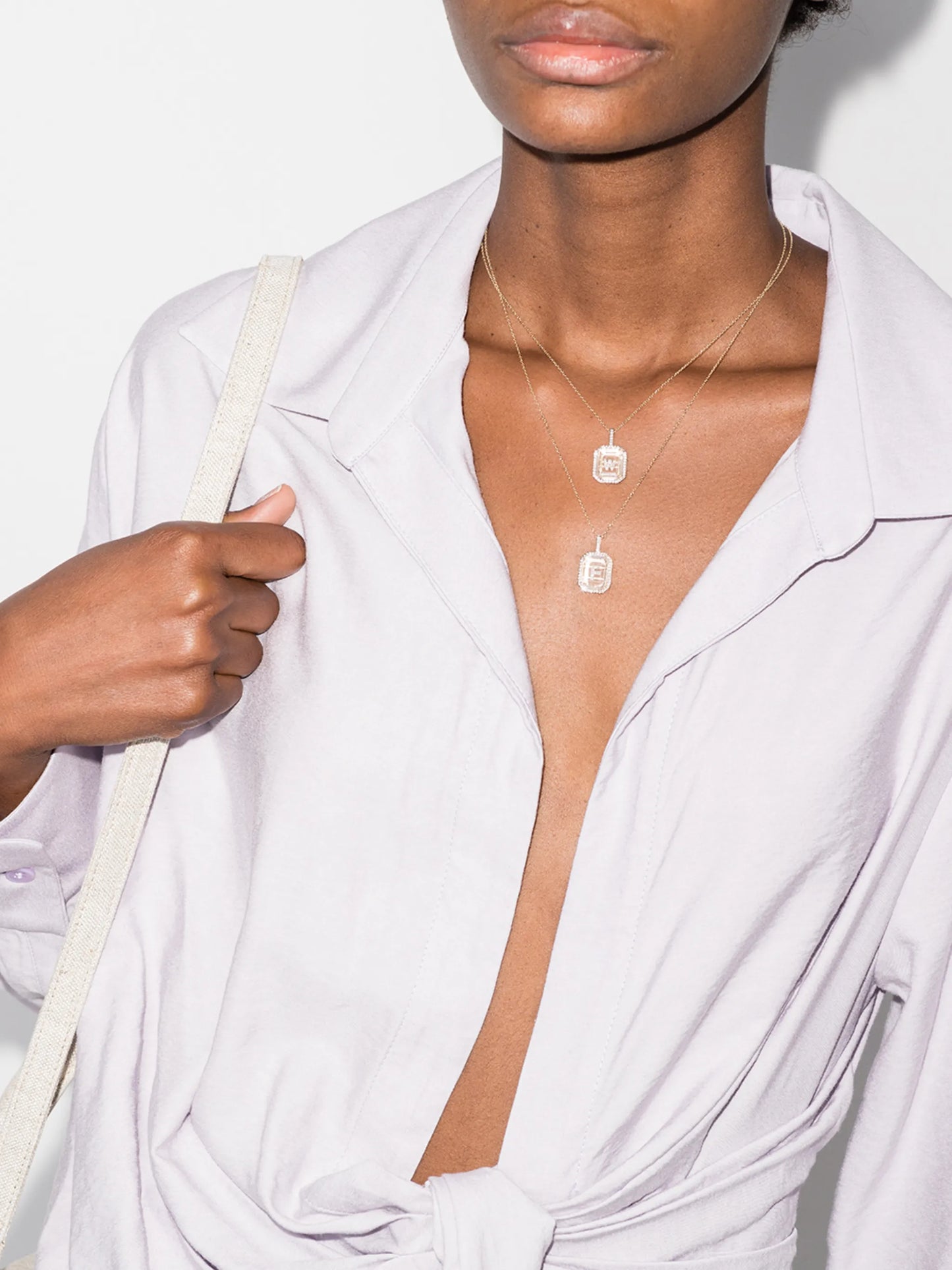 14kt yellow gold F-initial diamond necklace