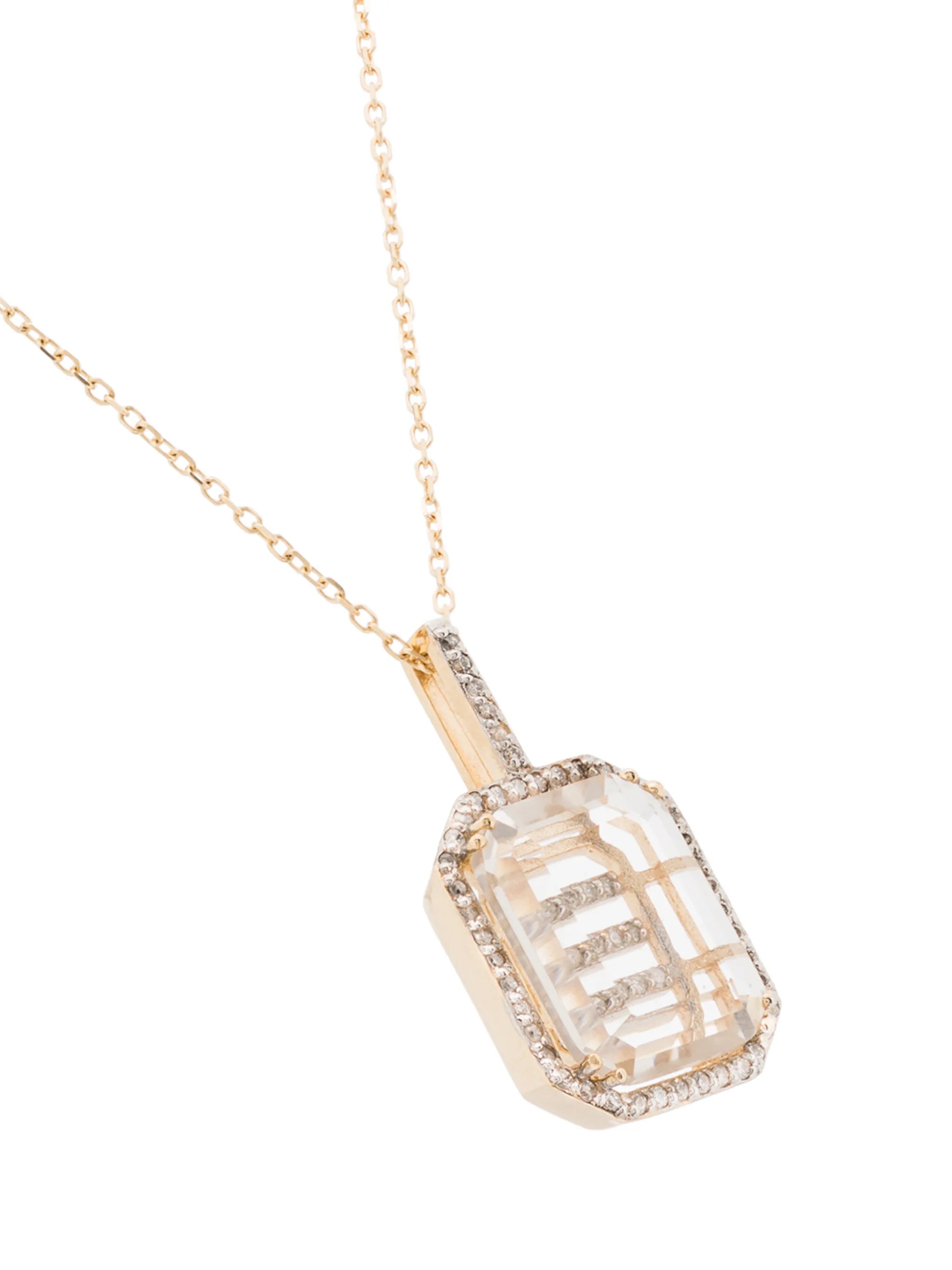 14kt yellow gold E diamond necklace